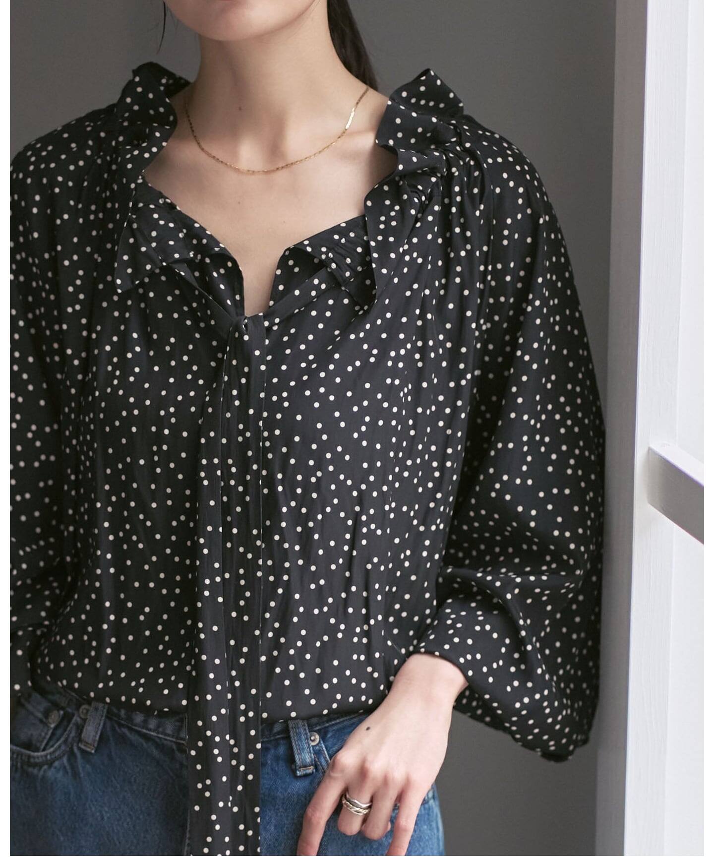 スタンドフリルボウタイブラウス（シャツ／ブラウス）｜NOBLE