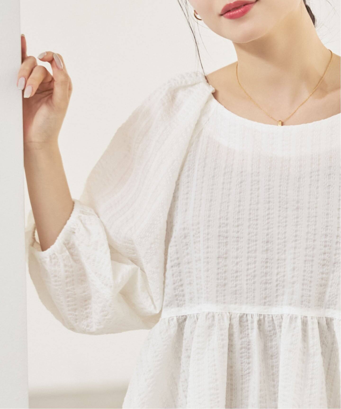 洗える】オーガンジーリップルラグランブラウス（シャツ／ブラウス 