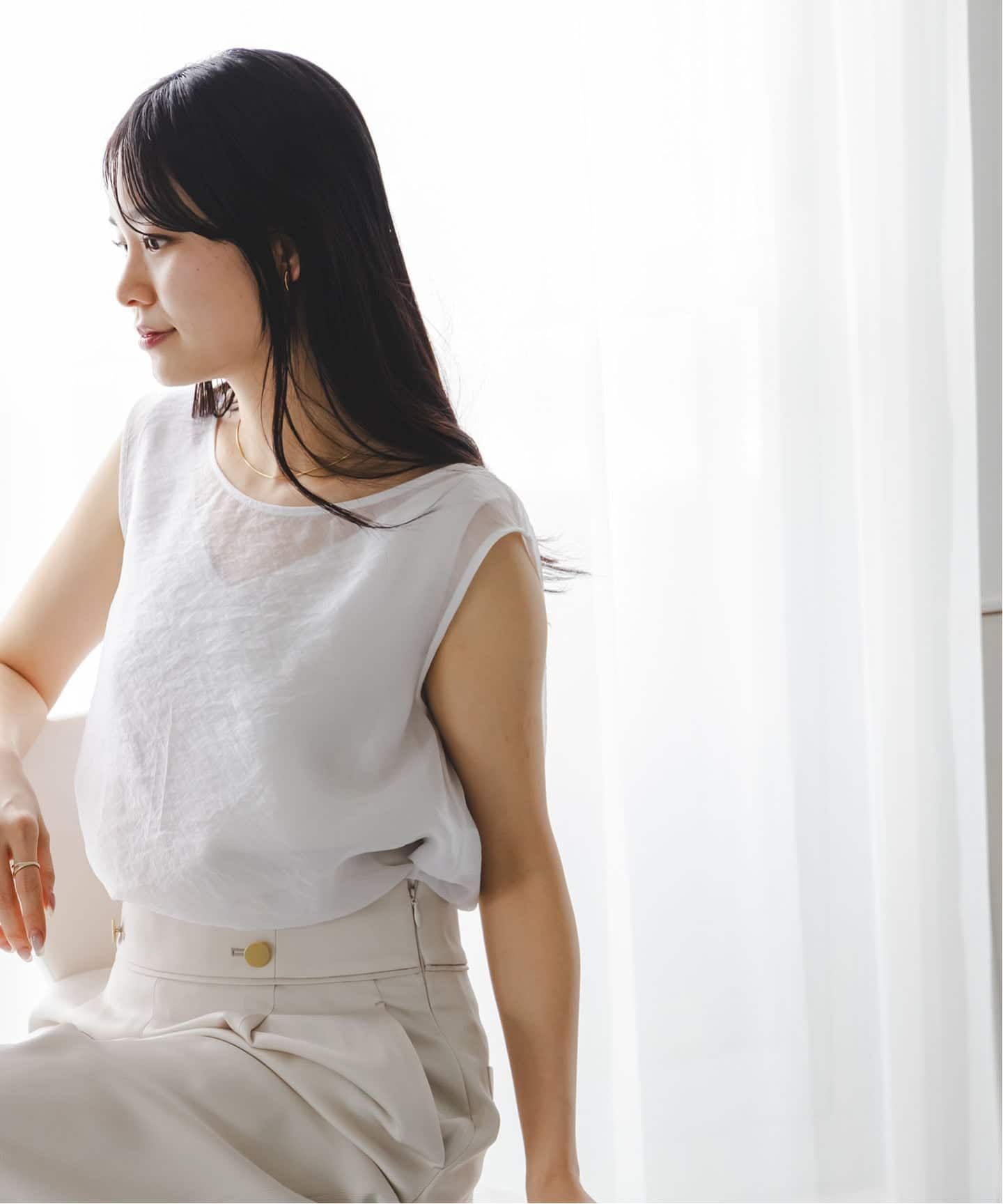 セットアップ対応》【洗える】シアーレイヤードサテンキャミ（シャツ