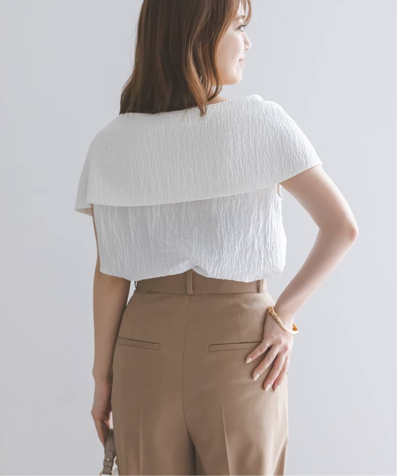 極美品】NOBLE 25SS 洗える ケープニュアンスブラウス 白 ノーブル 