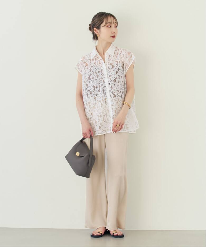 追加予約》【洗える】ボタニカルレースフレンチスリーブブラウス 