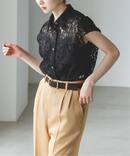 《追加》【洗える】ボタニカルレースフレンチスリーブブラウス