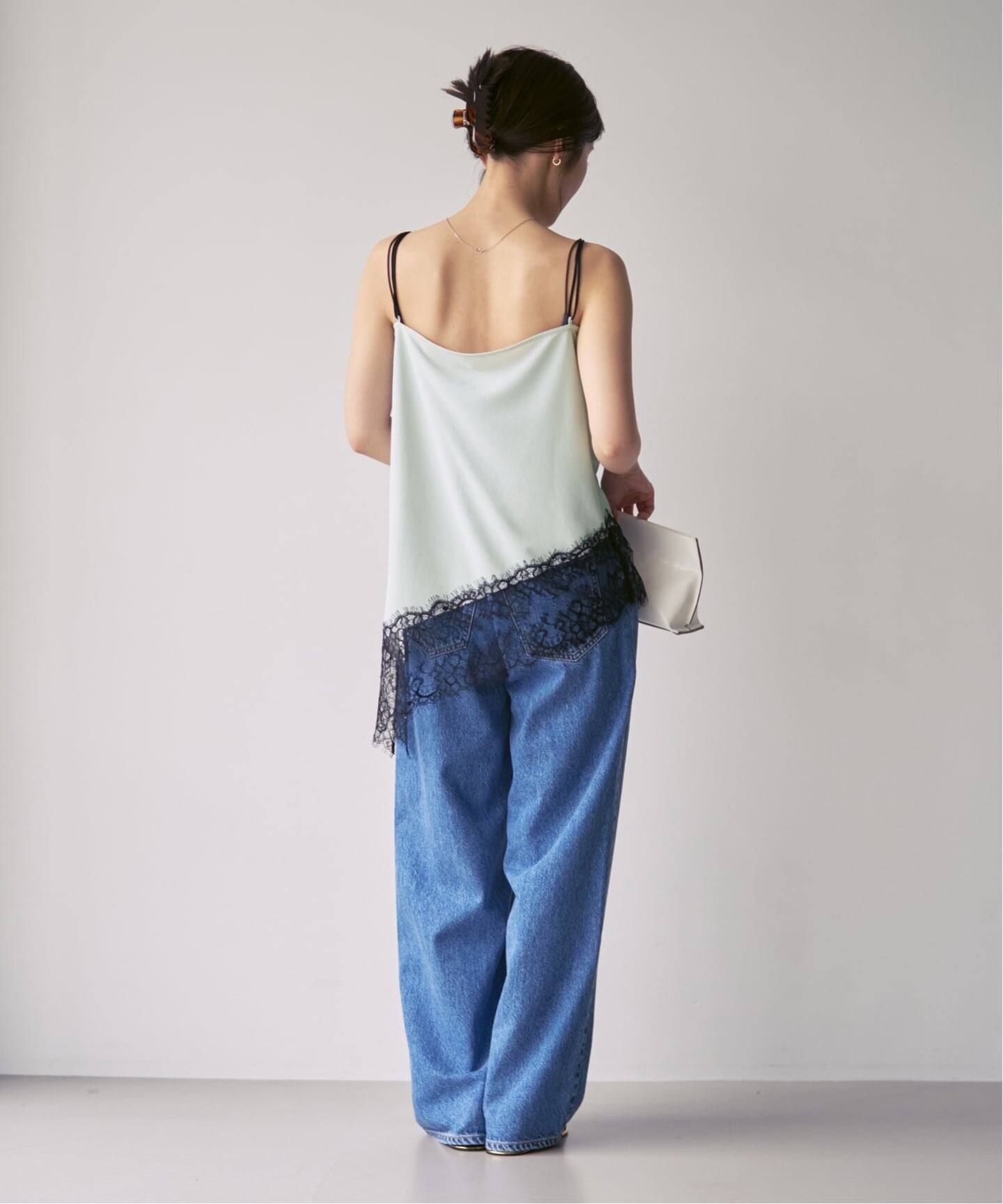 ROOM NO.8 BLACK/ルームエイト TRICOT WITH LACE CAMI（キャミソール