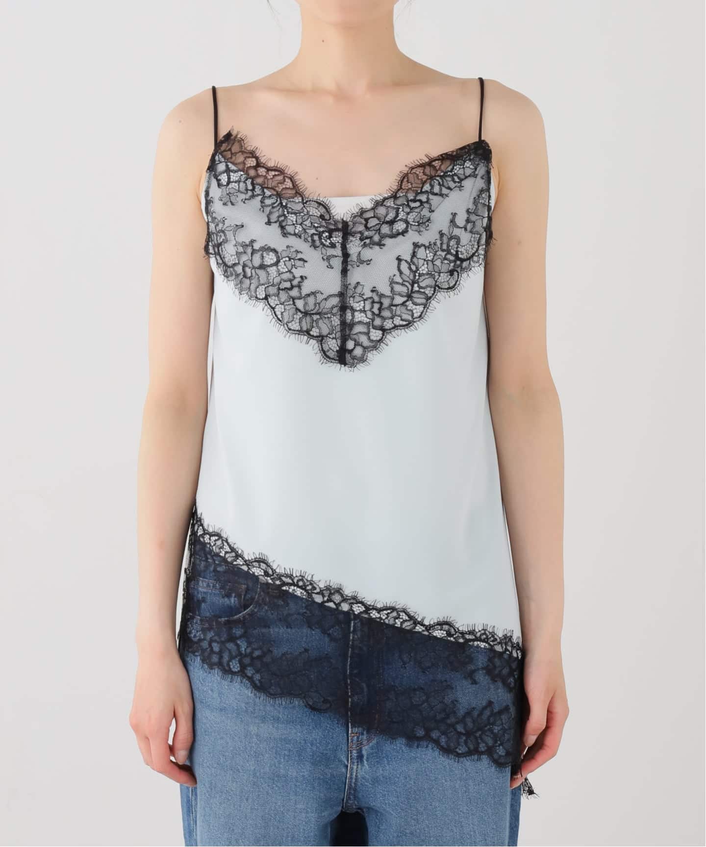ROOM NO.8 BLACK/ルームエイト TRICOT WITH LACE CAMI（キャミソール