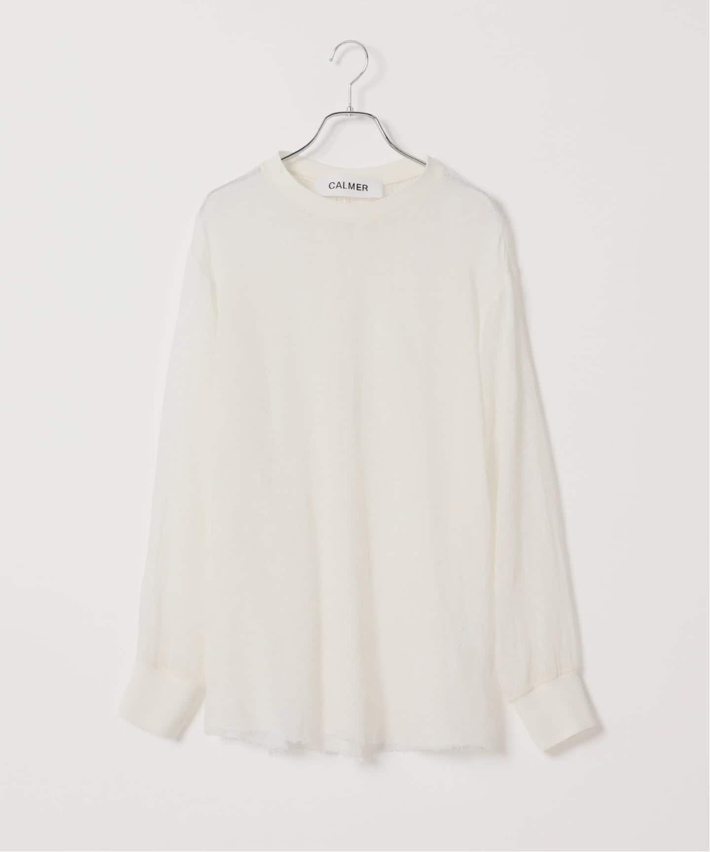 CALMERカルメール　リネン　メッシュリブブラウス　白 完売品 予約》LINEN MESH T-BLOUSE / リネンメッシュTブラウス（シャツ
