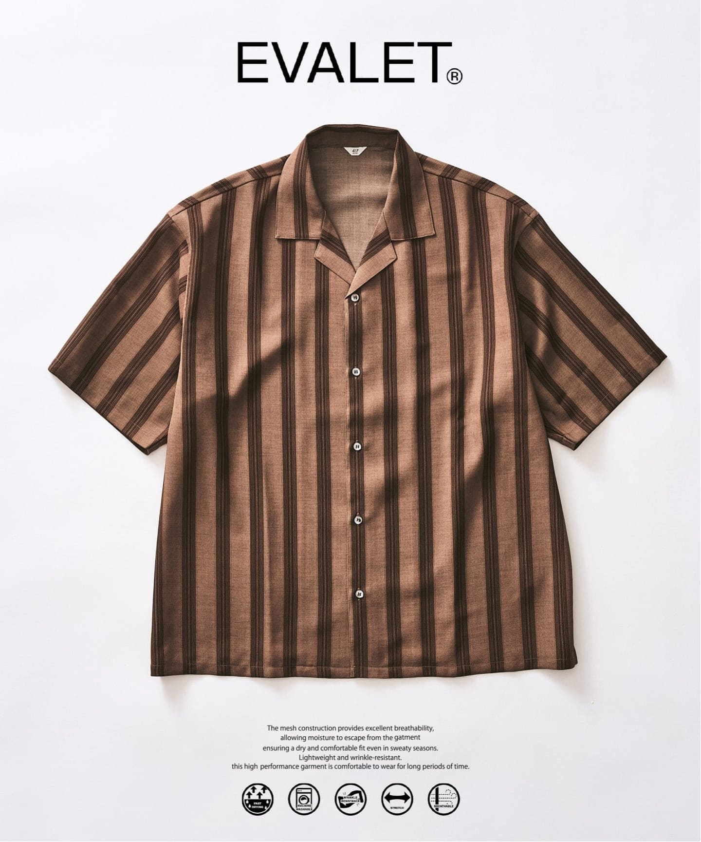 EVALET / エバレット】オープンカラーシャツ 