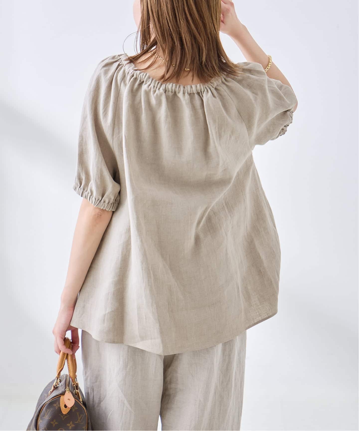 新品ノーリーズ24SSゆったりリネン10WASH LINEN ギャザーブラウス. フレンチリネンギャザーブラウス（シャツ／ブラウス）｜JOURNAL