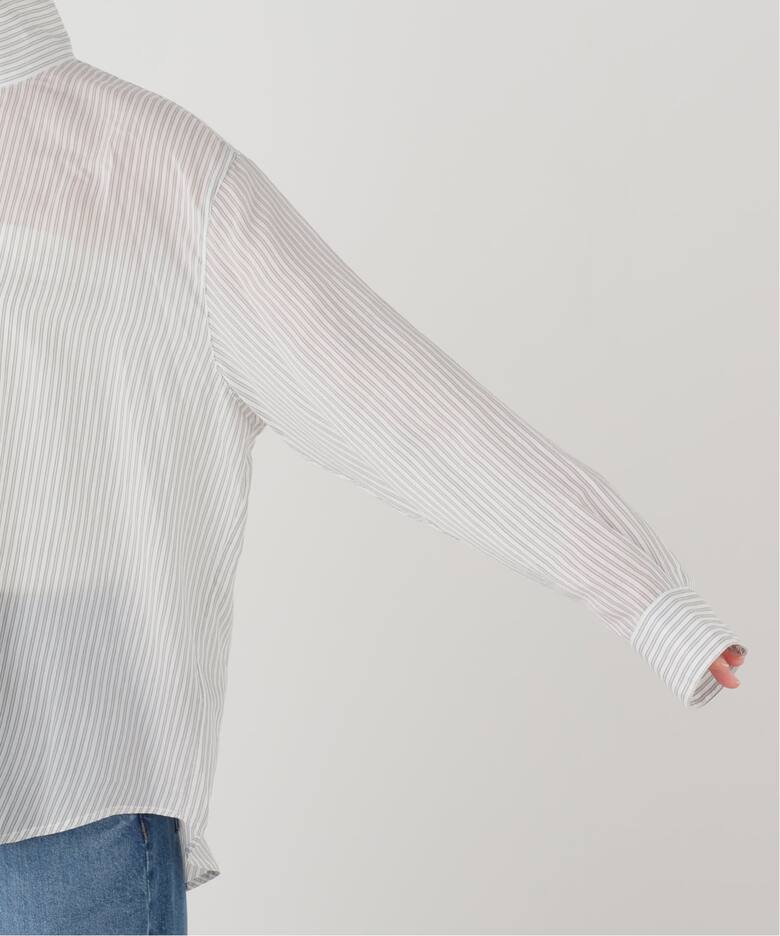 TIBI/ティビ Ultra Light Silk Tencel Striped Funnel Neck シャツ 