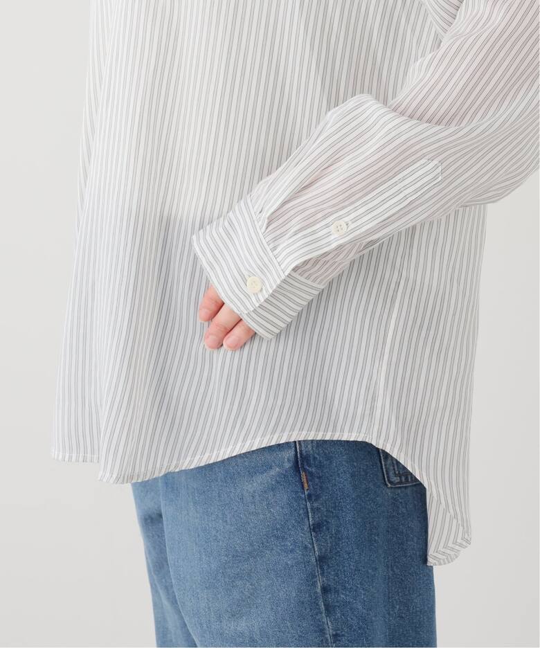 TIBI/ティビ Ultra Light Silk Tencel Striped Funnel Neck シャツ 