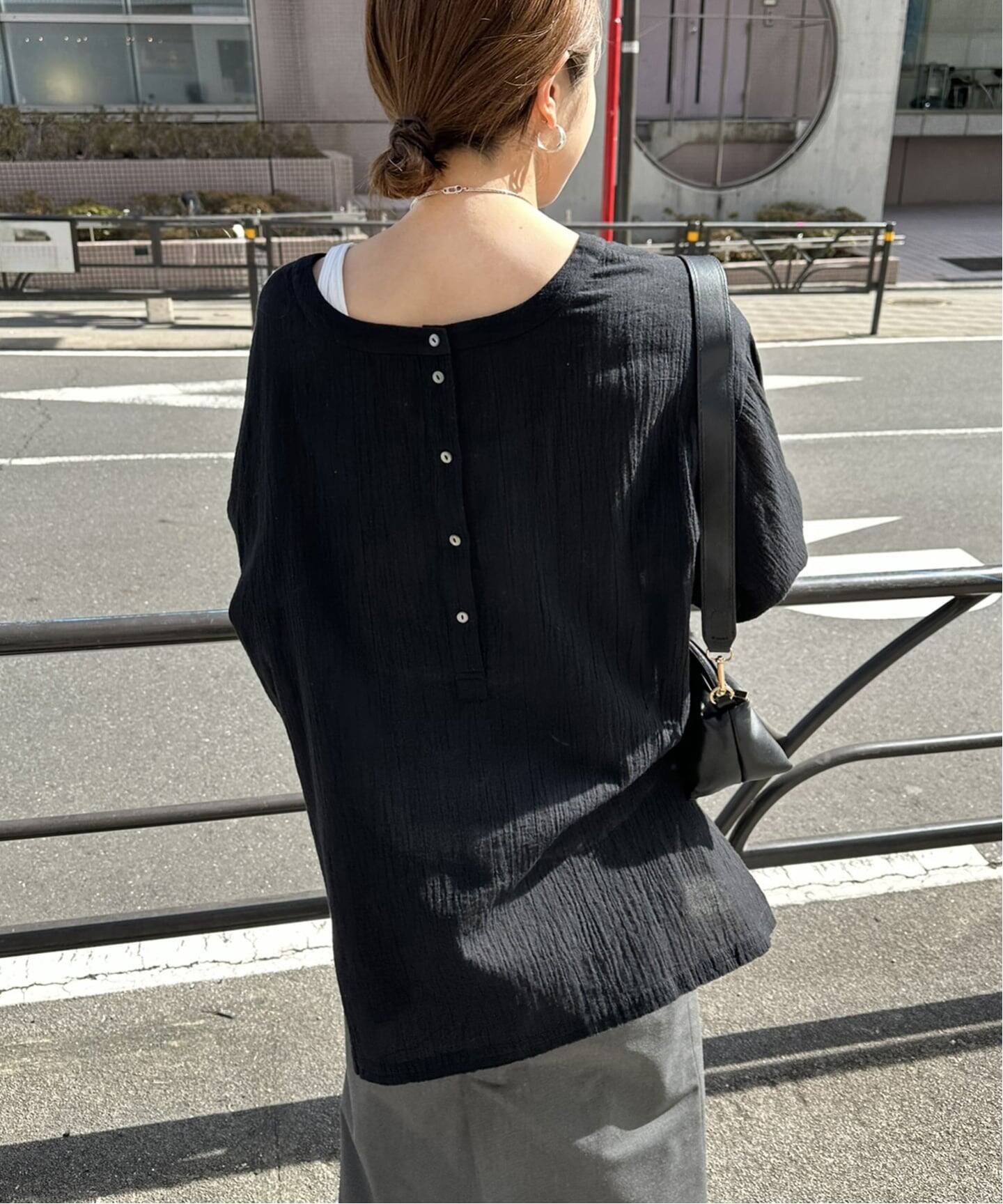追加》ソフトガーゼ2WAYビッグプルオーバー（シャツ／ブラウス
