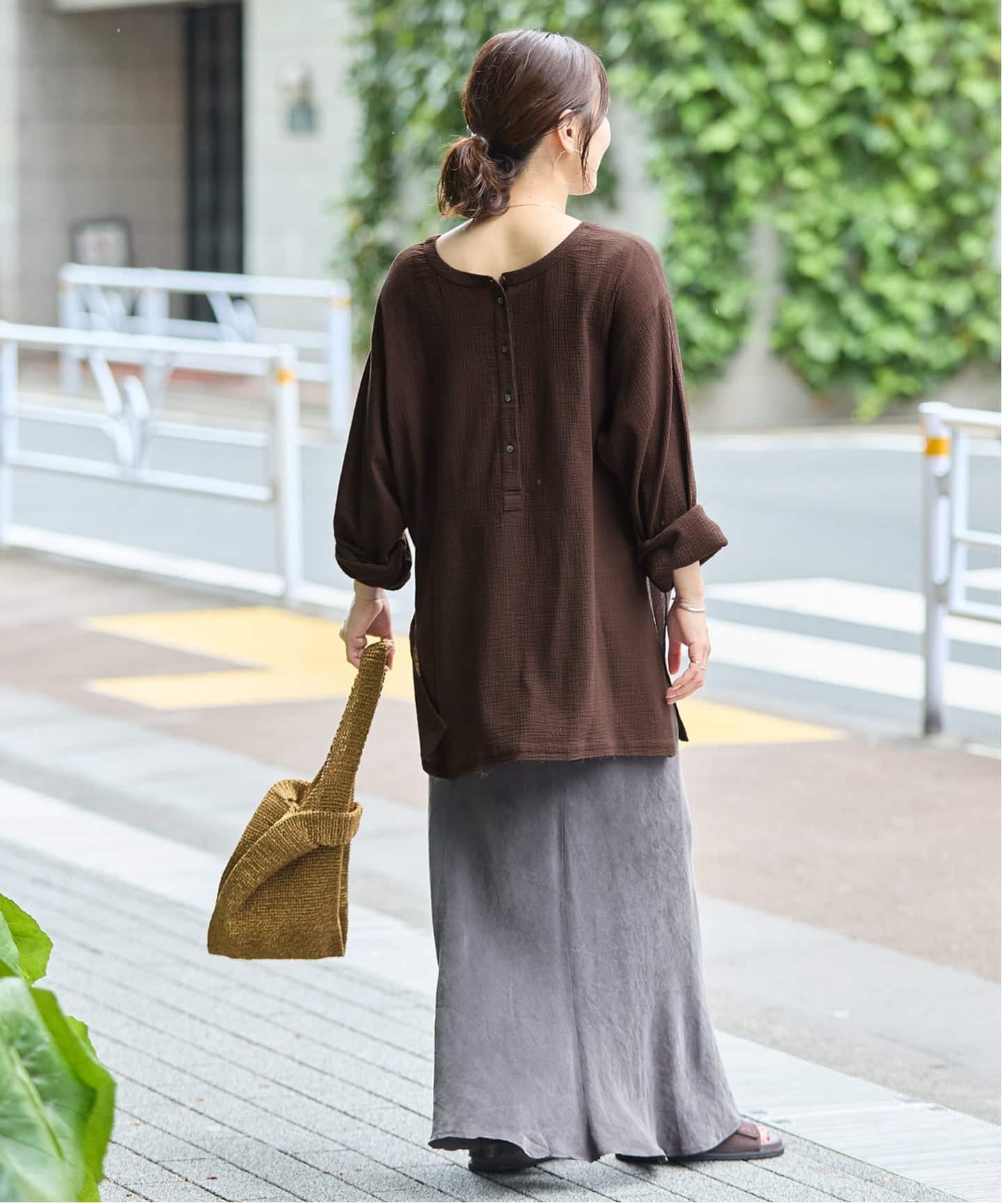 追加》ソフトガーゼ2WAYビッグプルオーバー（シャツ／ブラウス
