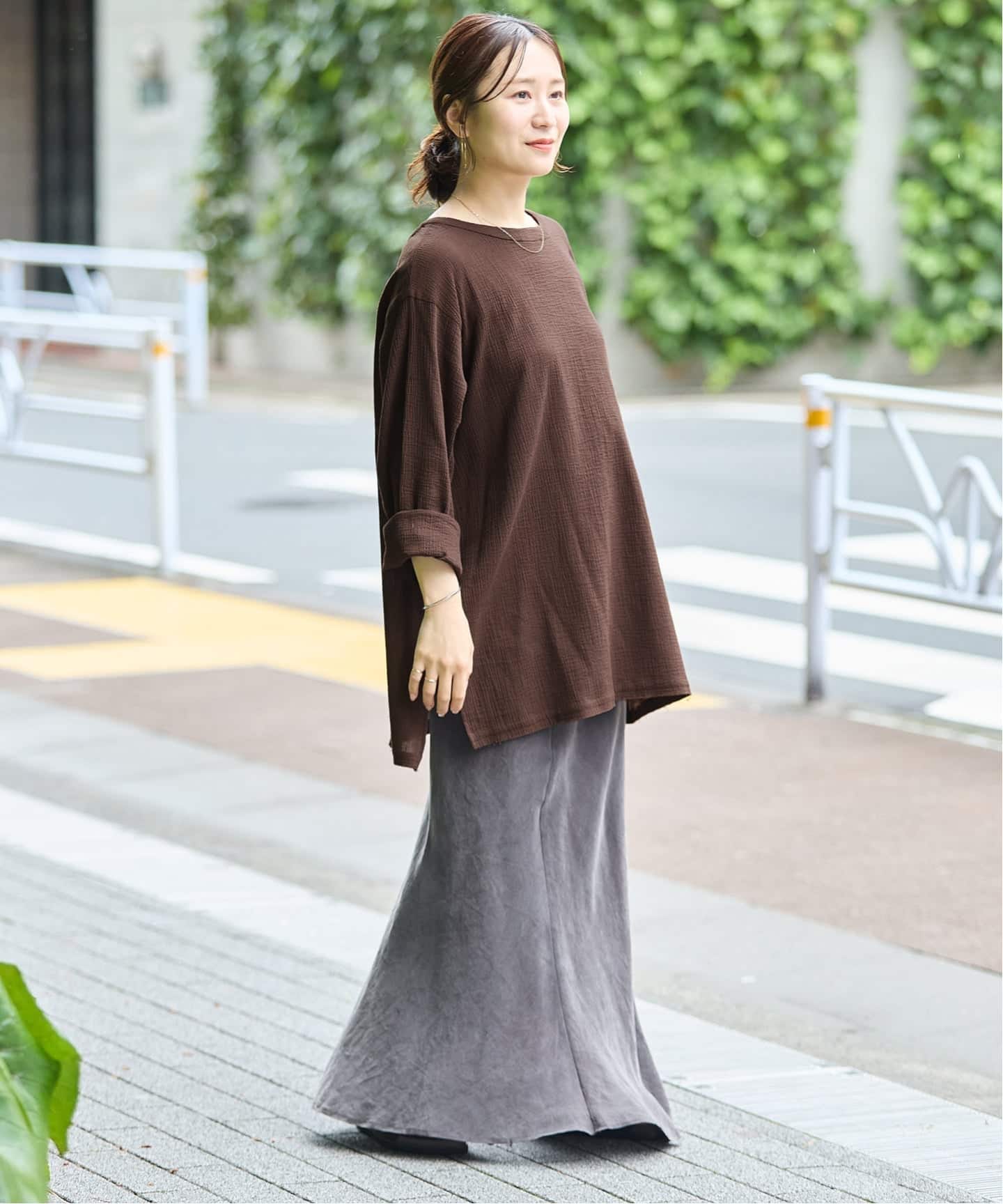 追加》ソフトガーゼ2WAYビッグプルオーバー（シャツ／ブラウス
