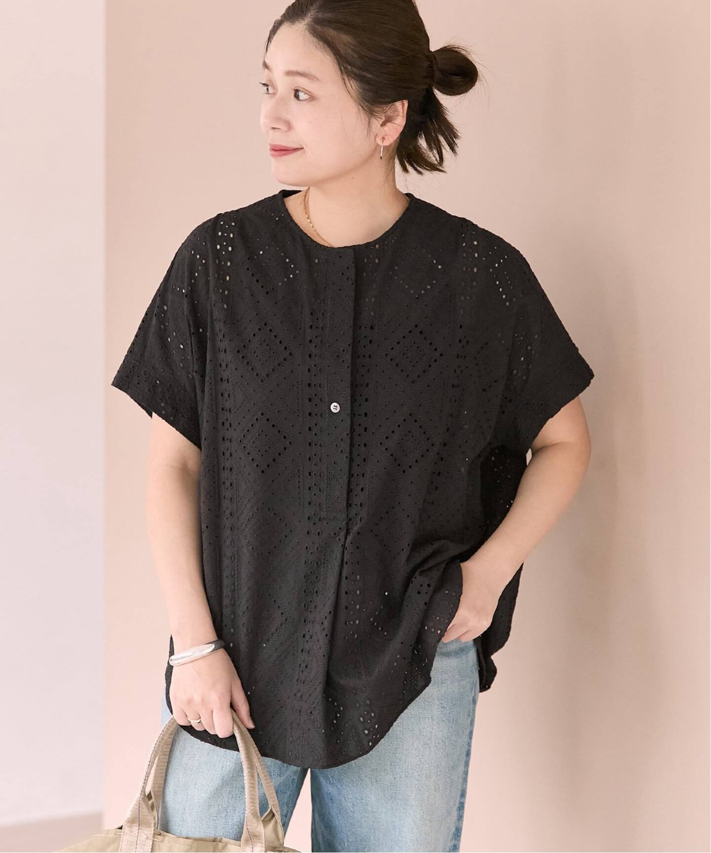 ジャーナルスタンダード　カットワークレース　ノーカラーブラウス　新品 カットワークレースノーカラーブラウス（シャツ／ブラウス）｜JOURNAL