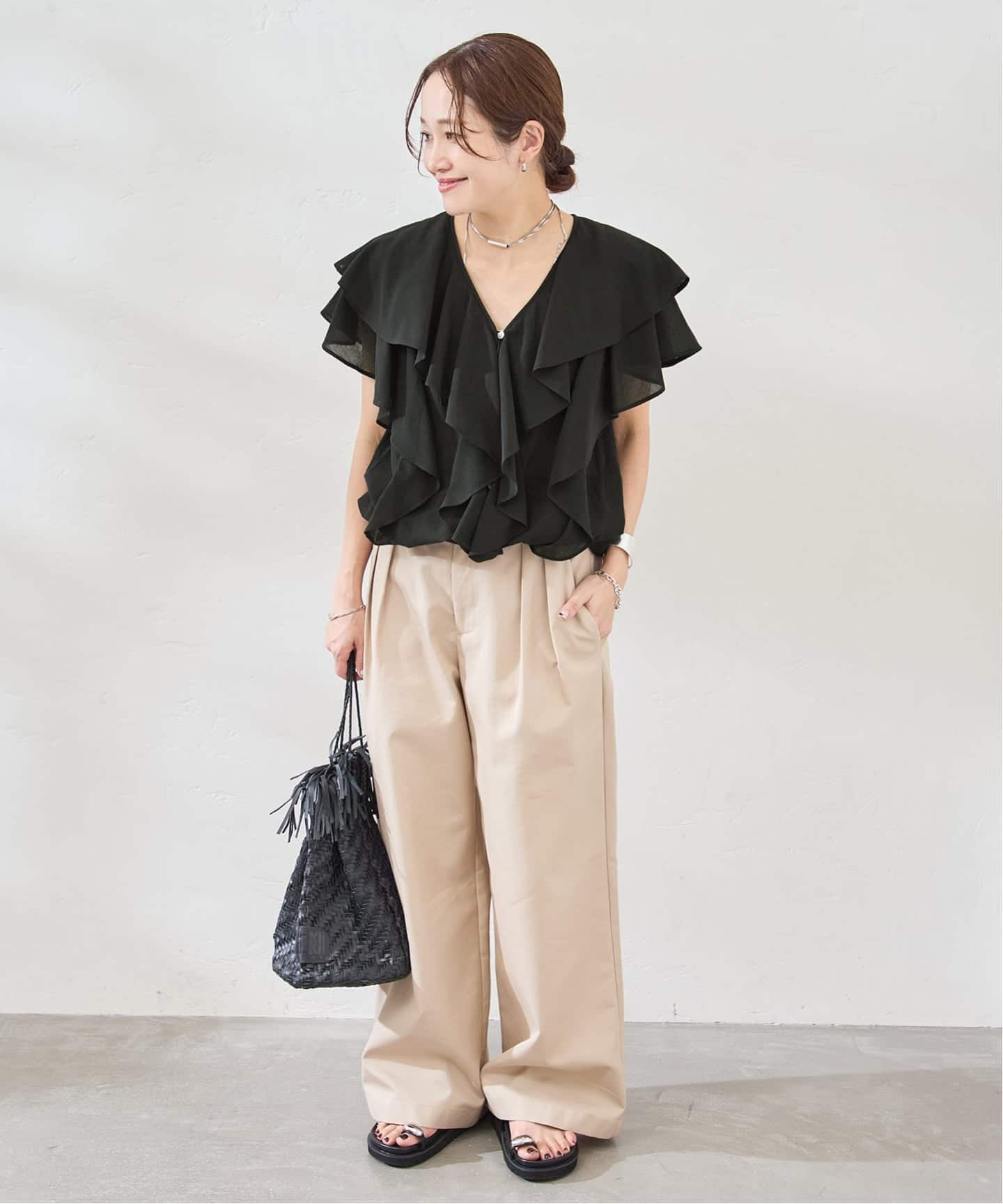 専用⭐︎JOURNAL STANDARD 2023SS フリルブラウス リネンメッシュフリルブラウス | ジャーナルスタンダード(JOURNAL