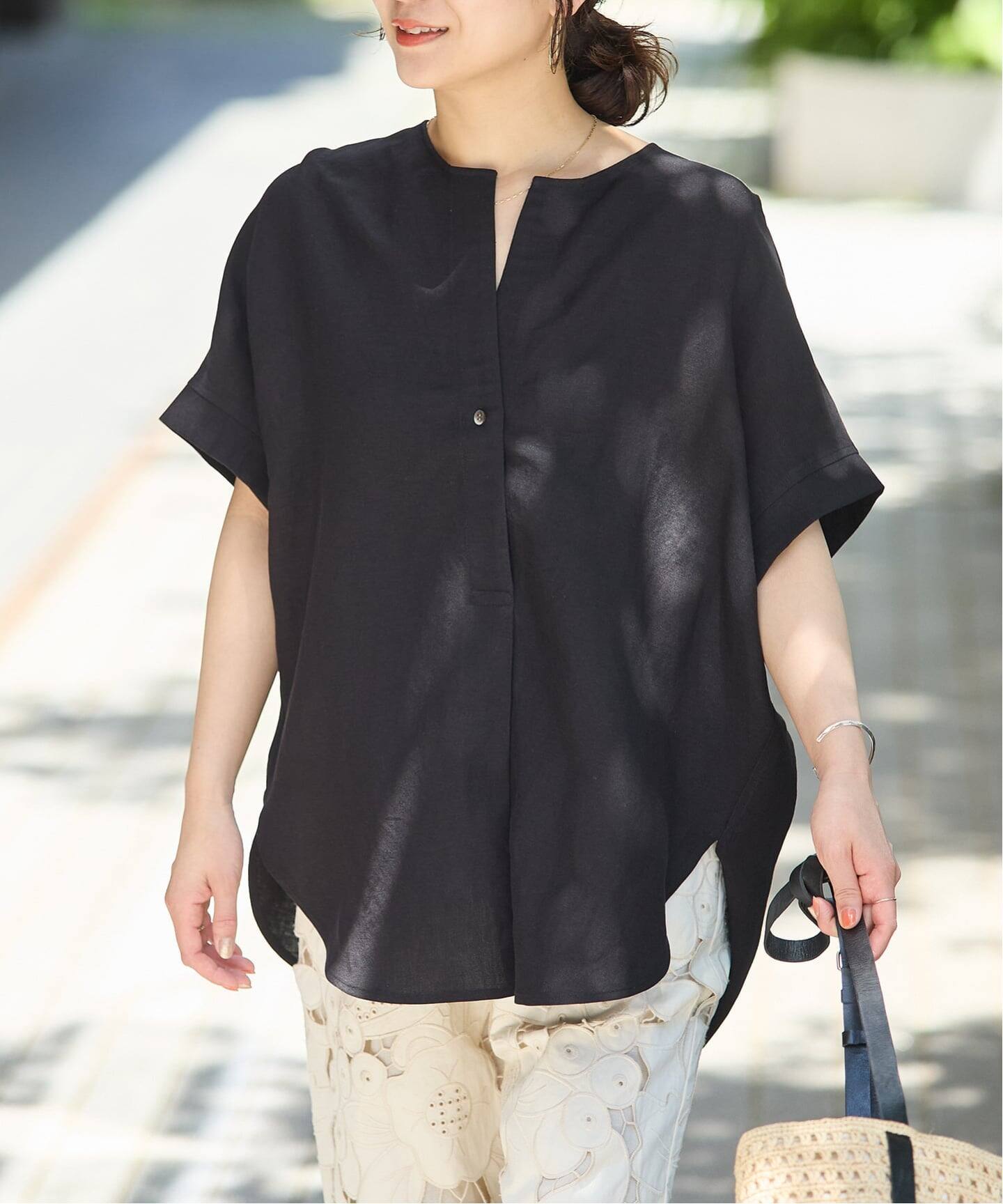 2026 SS】JOURNAL STANDARD レーヨン麻ノーカラーブラウス レーヨン麻