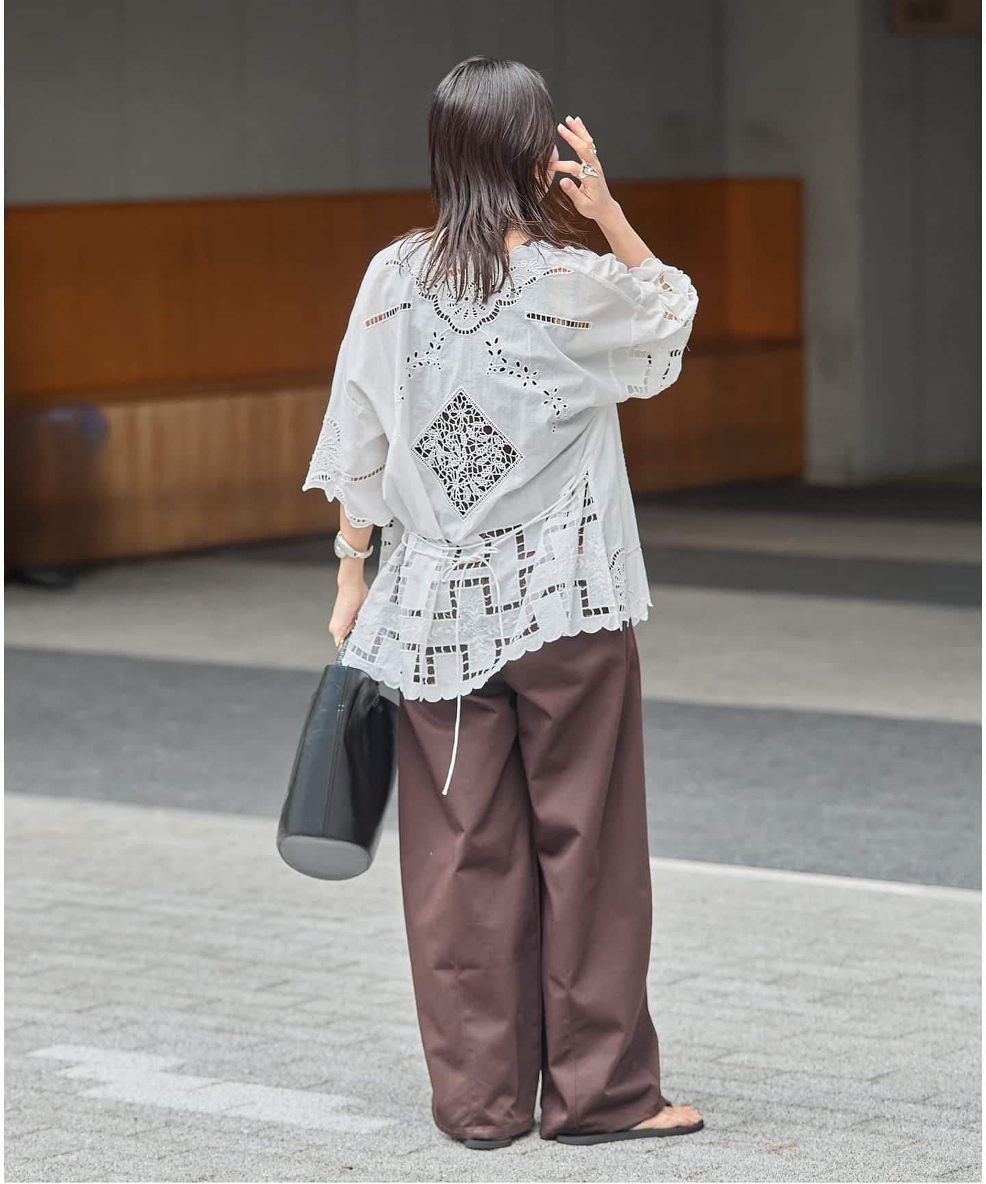 専用です！45Rインドカディコットンカットワークレースブラウス 予約》INDIA カットワークレース ブラウス（シャツ／ブラウス