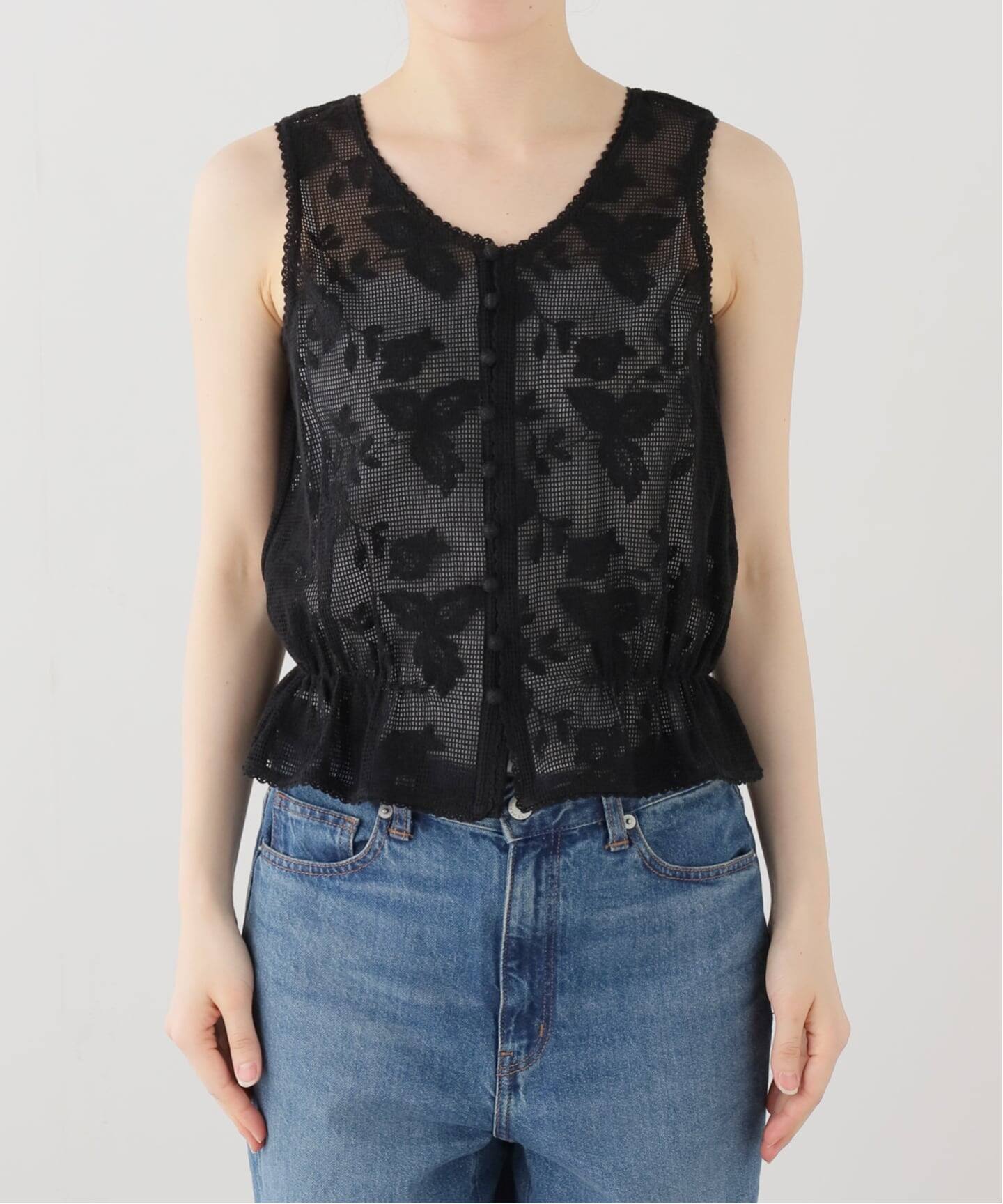 VIVIANO / ヴィヴィアーノ】Embroidered Lace Tank（タンクトップ
