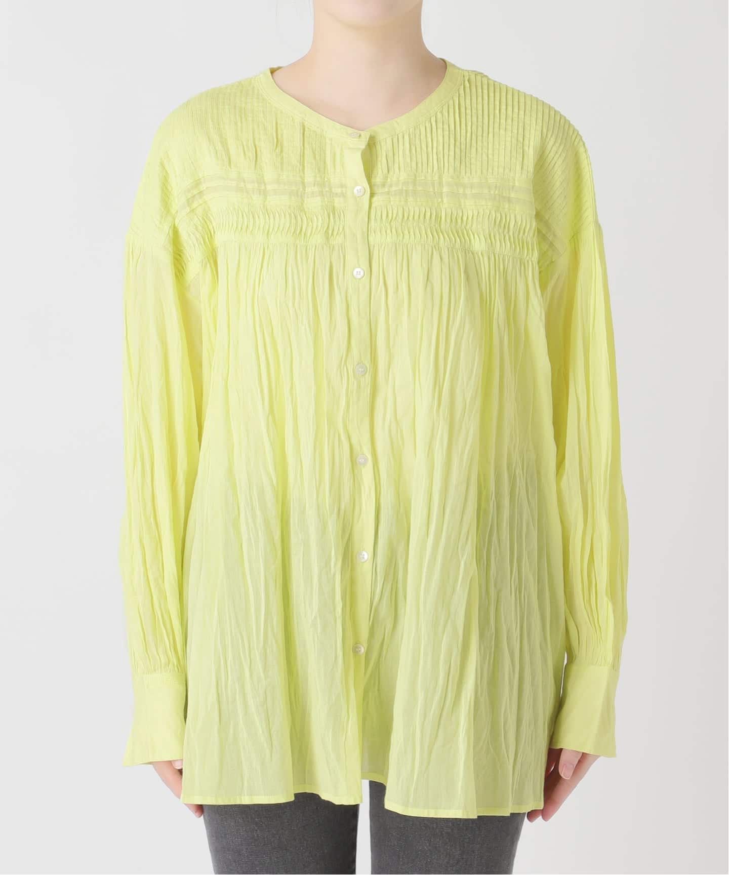 26SS新作］コットンボイルクリンクルピンタックブラウス（シャツ