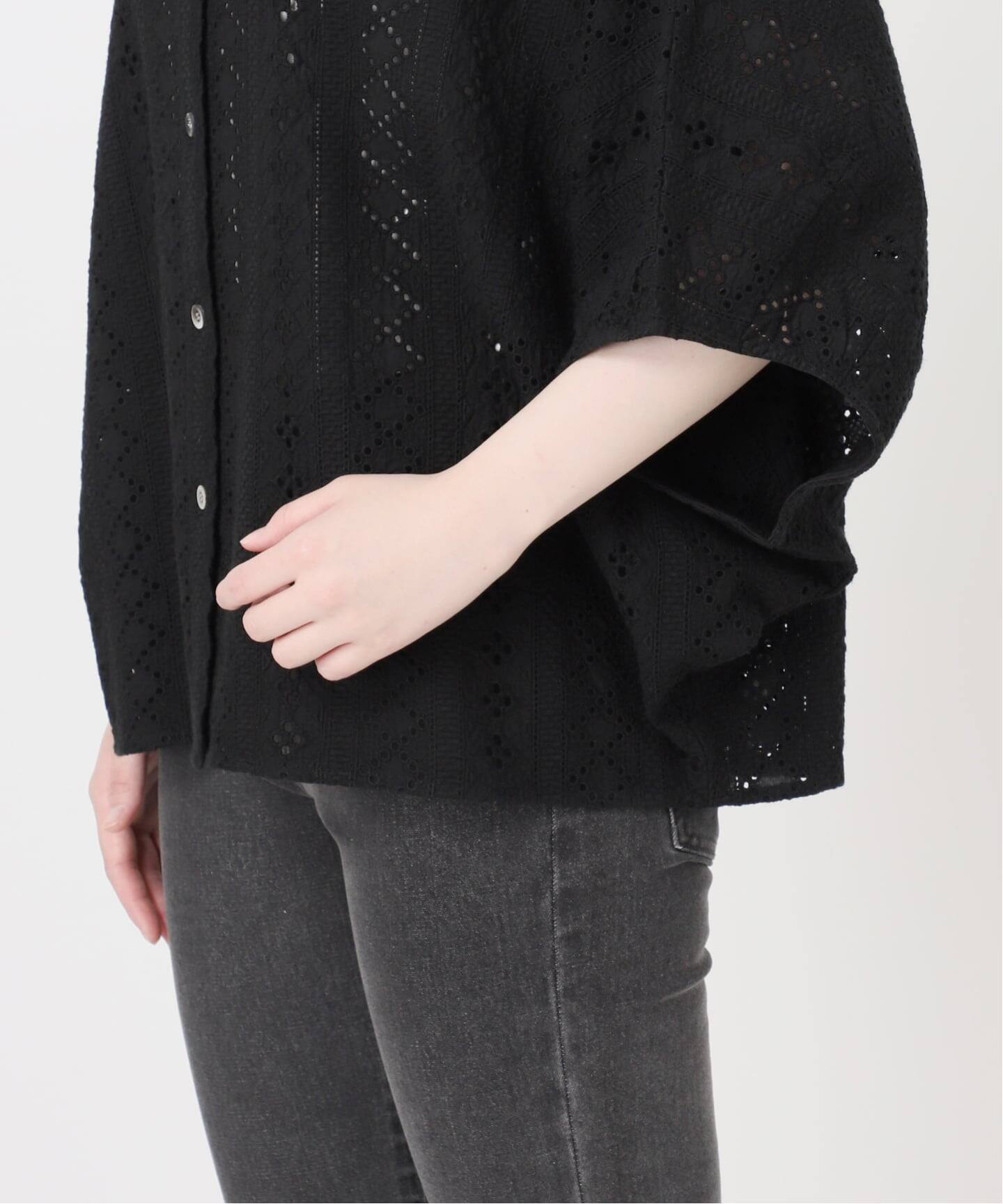 コットンカットワーク刺繍ポンチョブラウス（シャツ／ブラウス