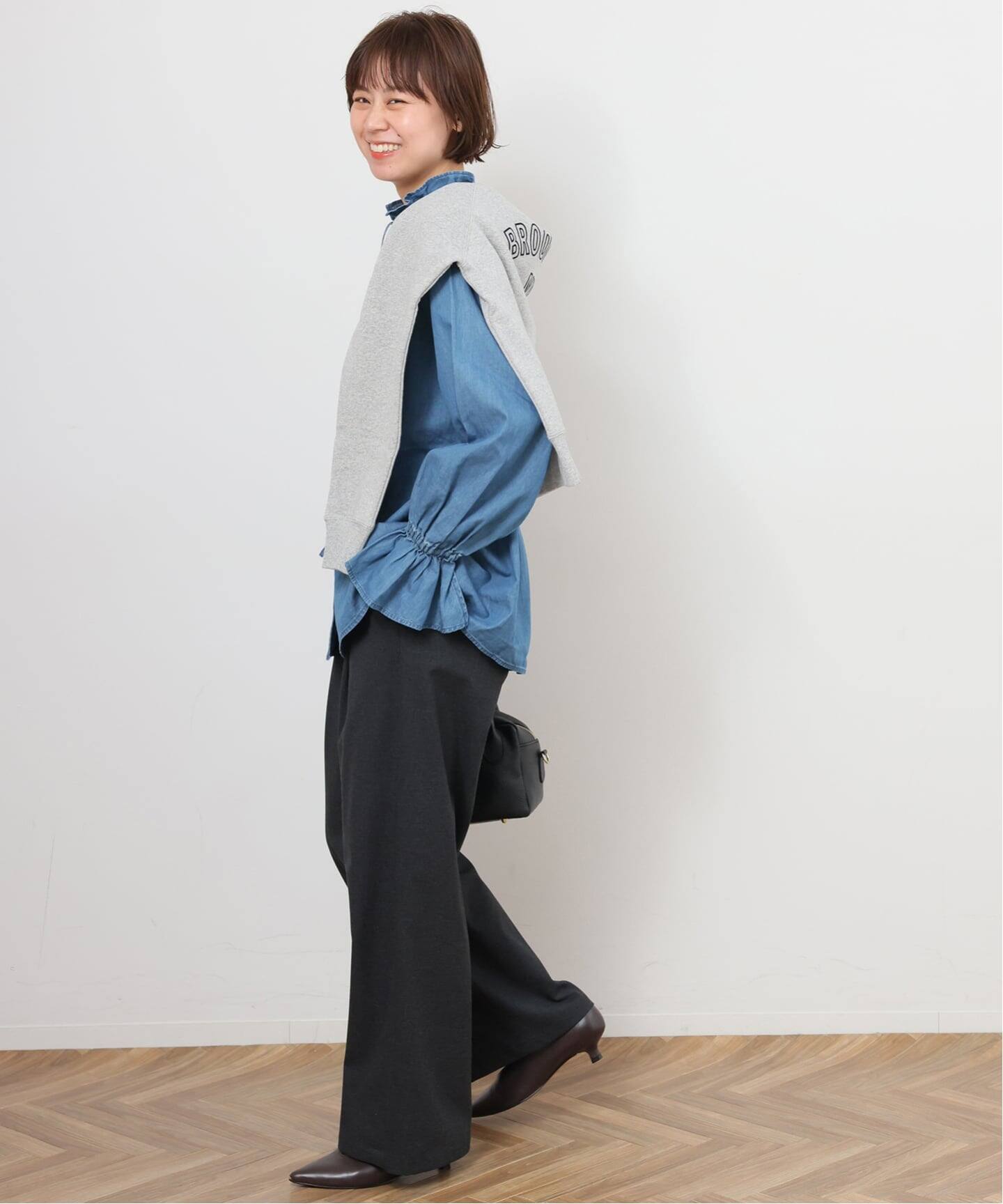 追加予約》ライトデニムスタンドカラーブラウス（シャツ／ブラウス