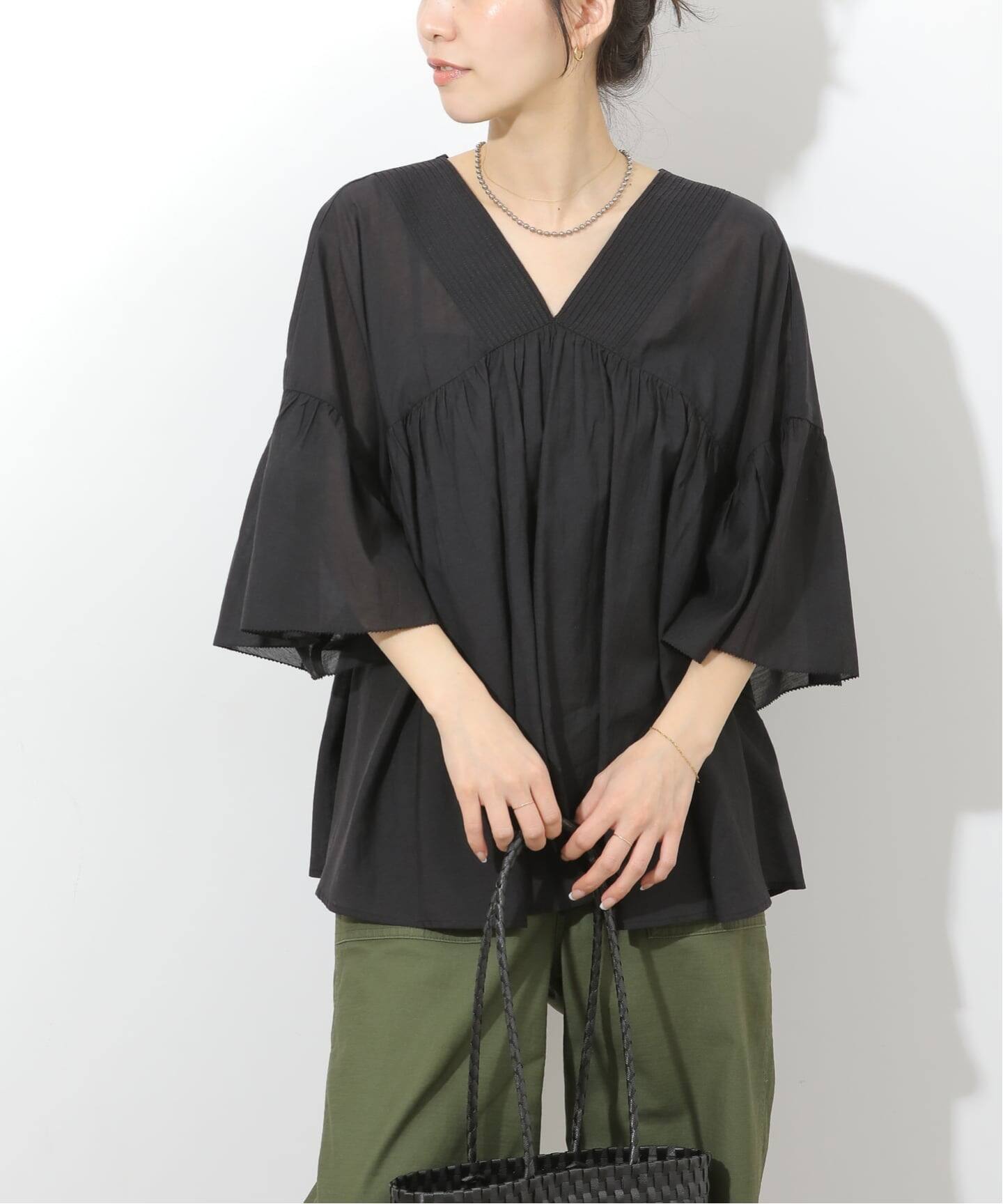 美品 J&M DAVIDSON ボリュームブラウス フレア 日本製 コットン 