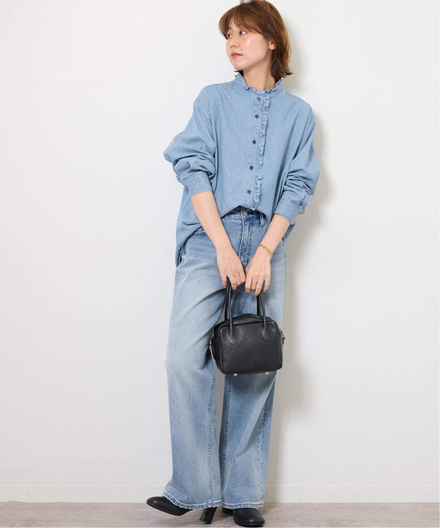 JOURNAL STANDARD relume デニムフリルブラウス JOURNAL STANDARD relume｜《WEB限定追加4》スタンドネックデニム