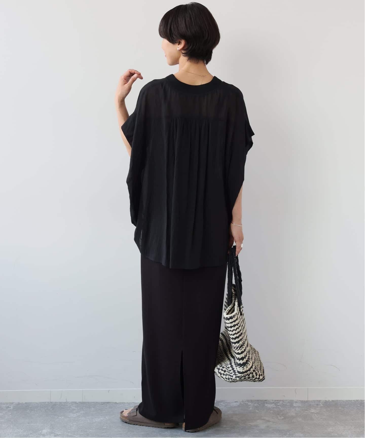 JOURNAL STANDARD relume T/R強撚ブラウス ブラック 追加6》T/R強撚
