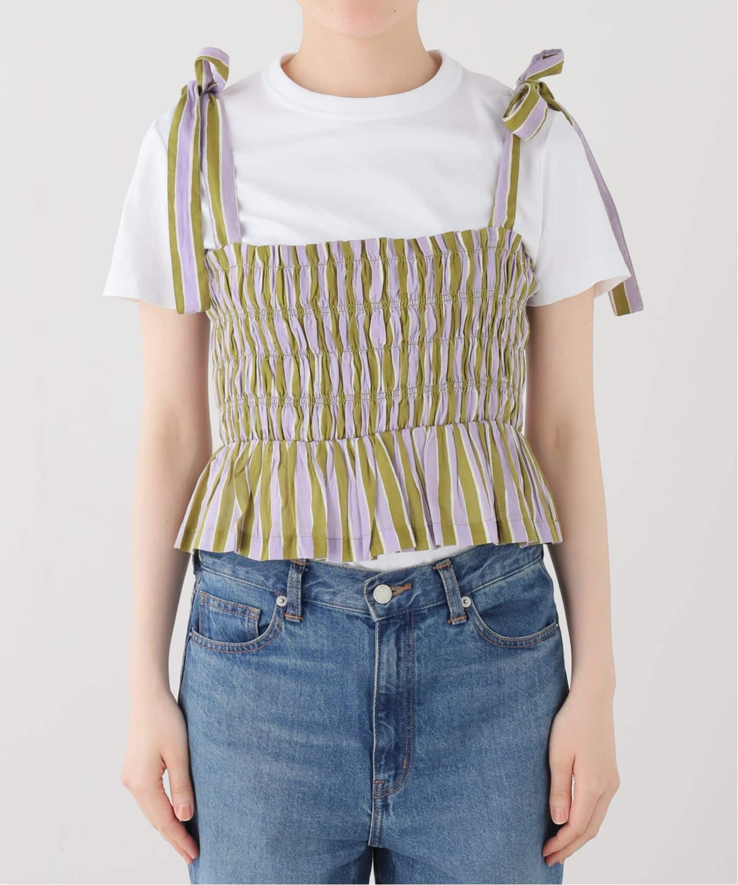 SARA MALLIKA/サラマリカ】Cotton Wave Stripe Print Sh：ブラウス