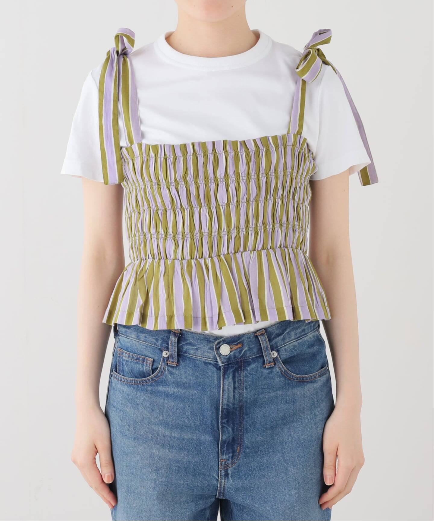 SARA MALLIKA/サラマリカ】Cotton Wave Stripe Print Sh：ブラウス 