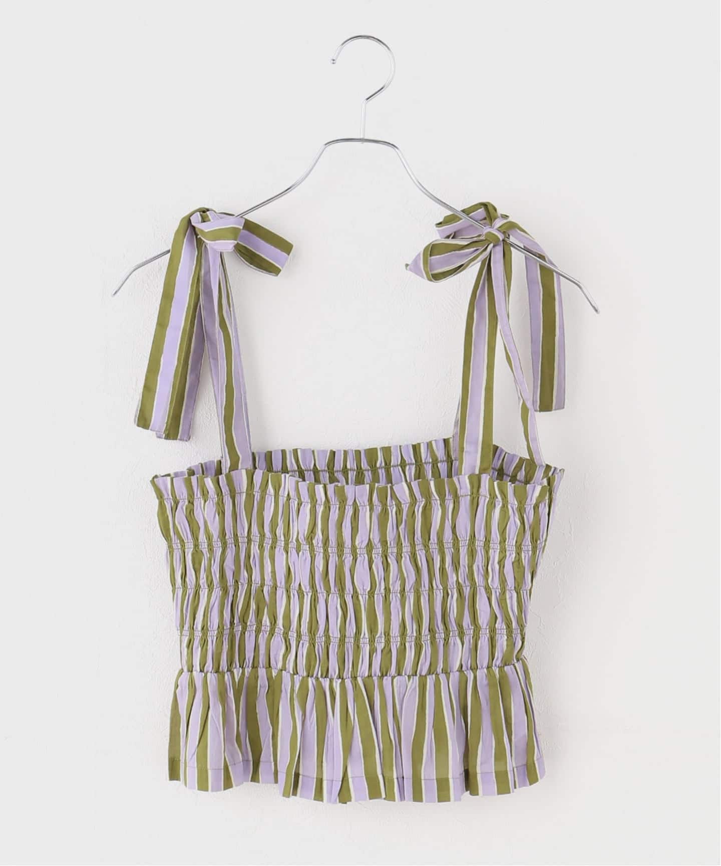 Sara mallika（サラ マリカ）コットンストライプ フリルブラウス SARA MALLIKA/サラマリカ】Cotton Wave Stripe Print Sh：ブラウス