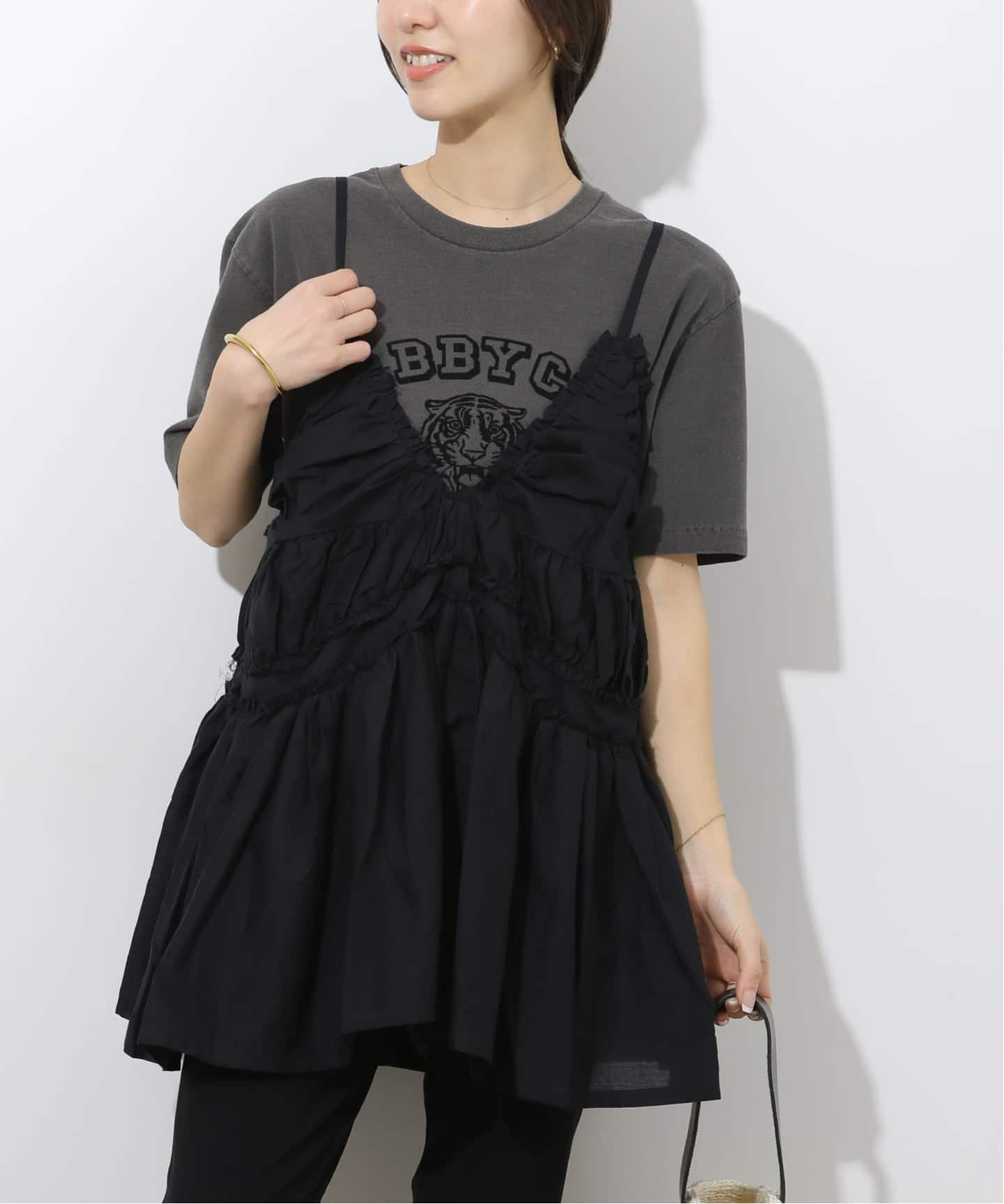 追加》【crinkle crinkle crinkle】 frill gather volume camisole