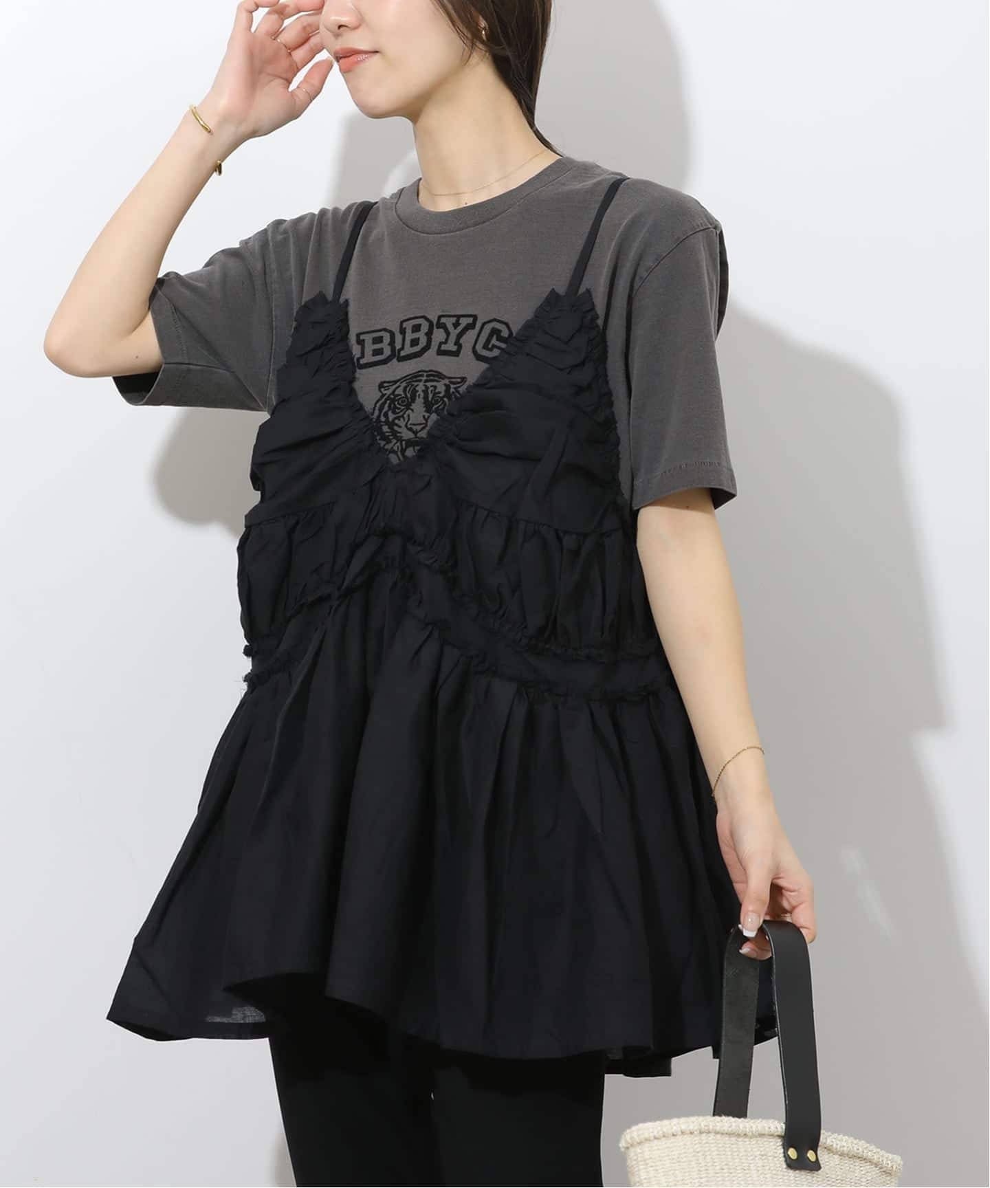 追加》【crinkle crinkle crinkle】 frill gather volume camisole