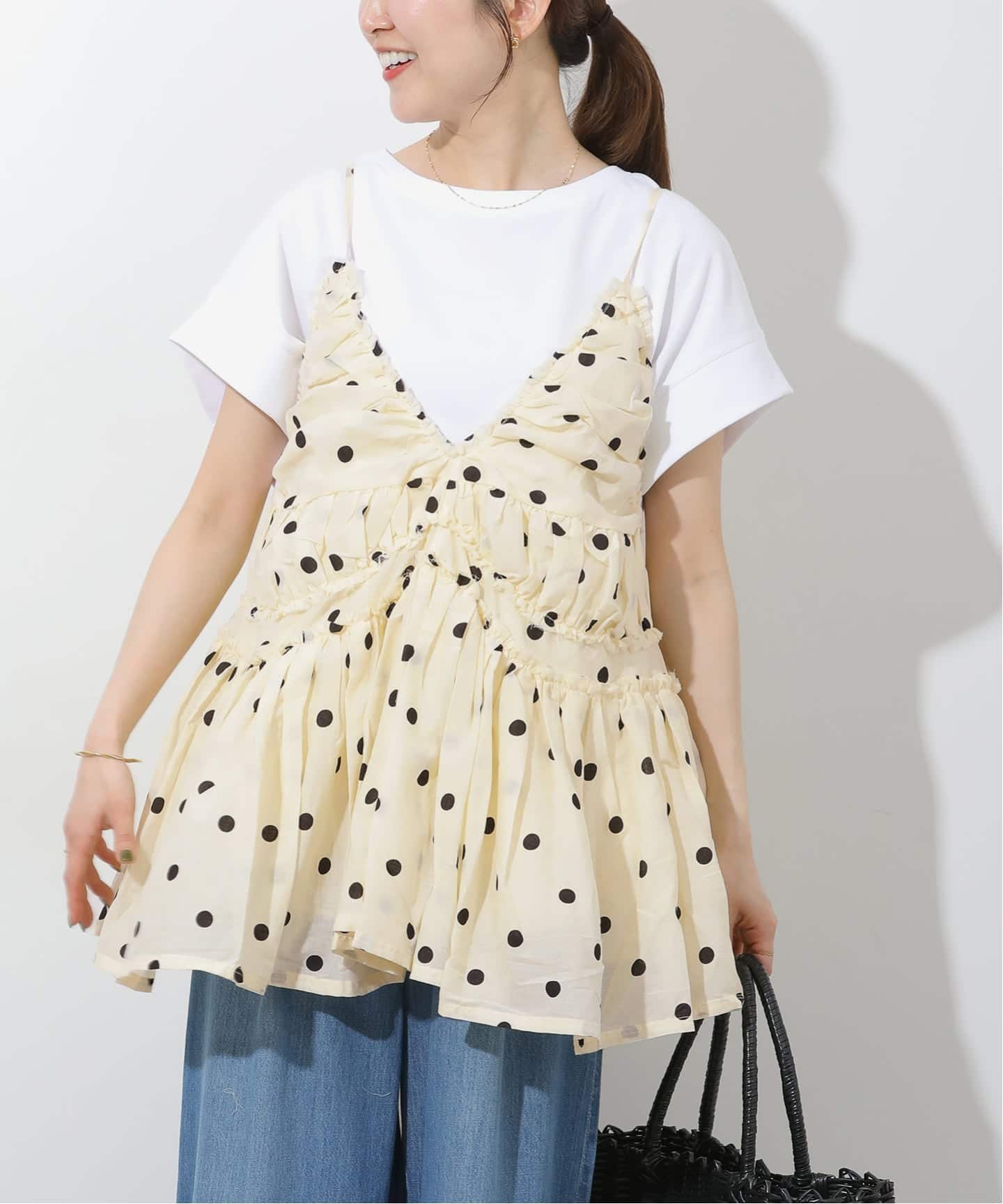 追加》【crinkle crinkle crinkle】 frill gather volume camisole