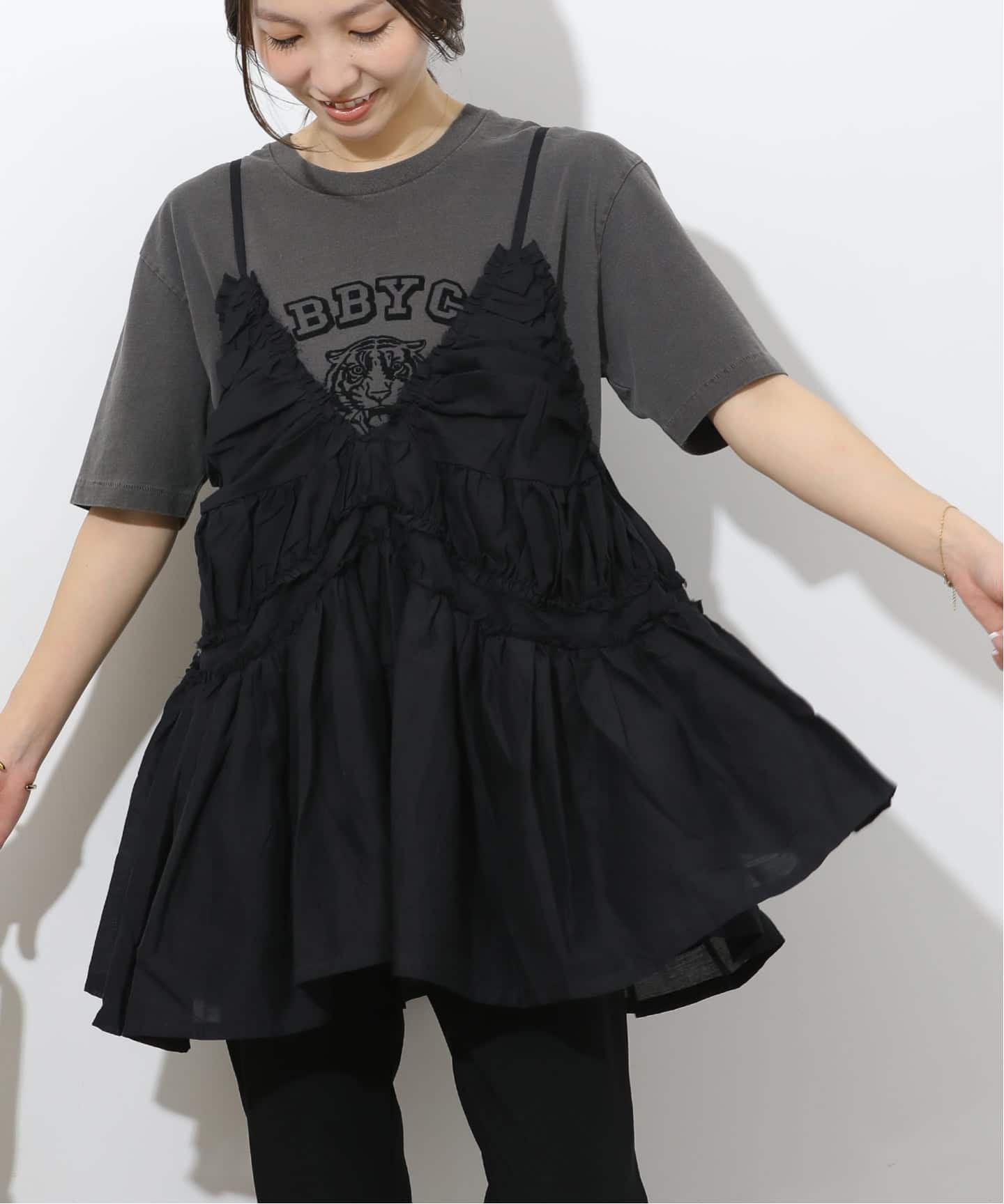 追加予約》【crinkle crinkle crinkle】 frill gather volume camisole