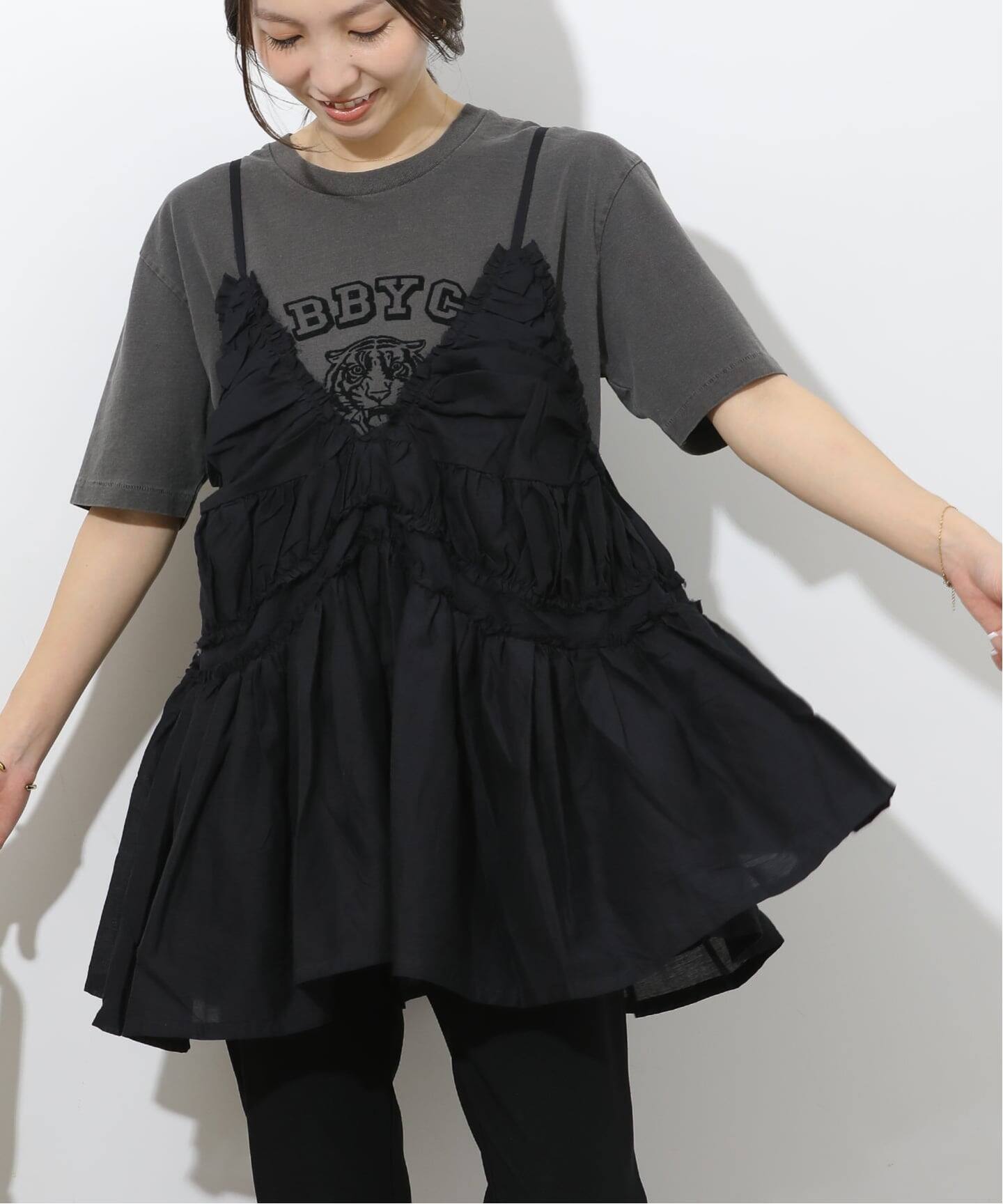 追加》【crinkle crinkle crinkle】 frill gather volume camisole 