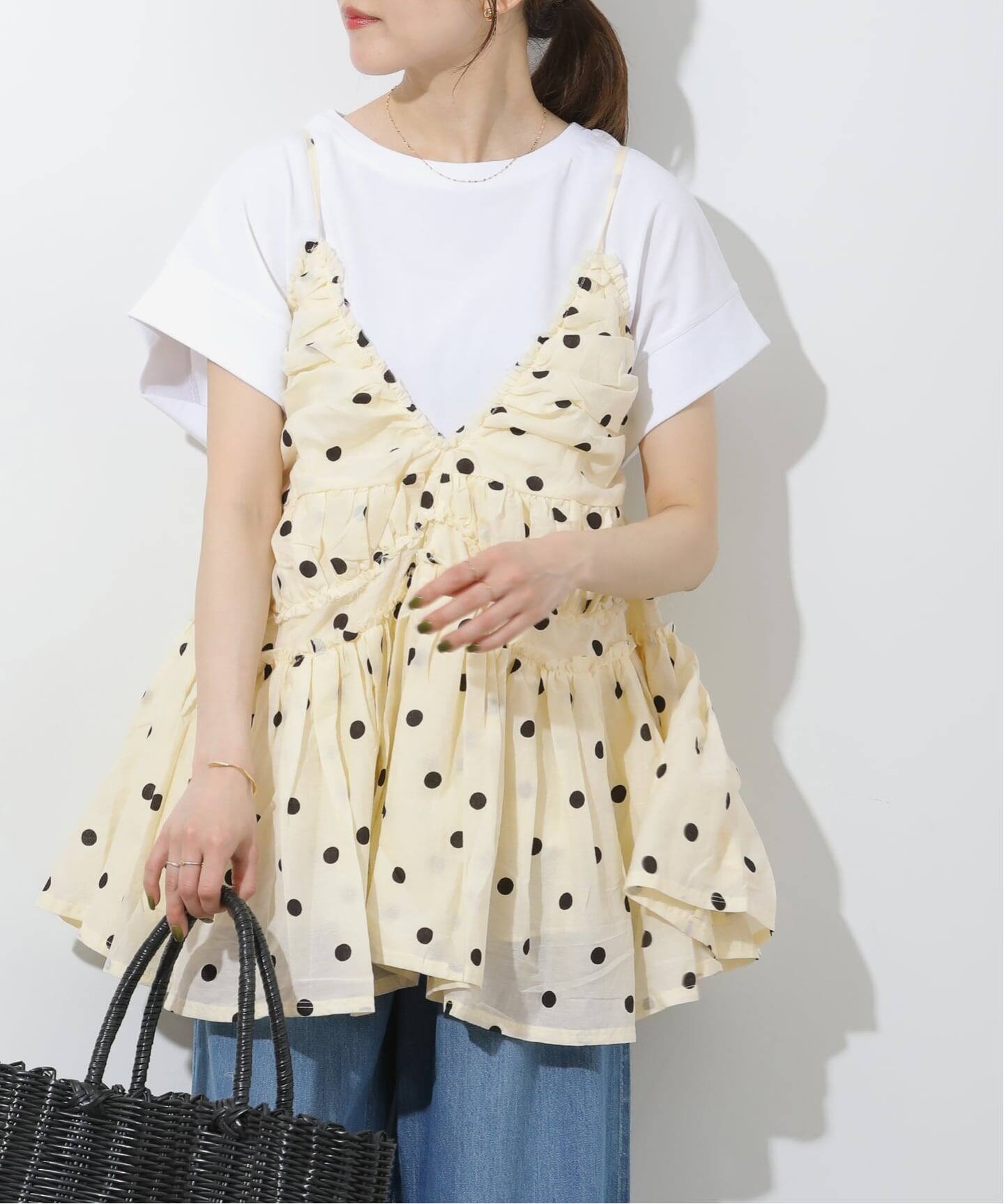 追加》【crinkle crinkle crinkle】 frill gather volume camisole 