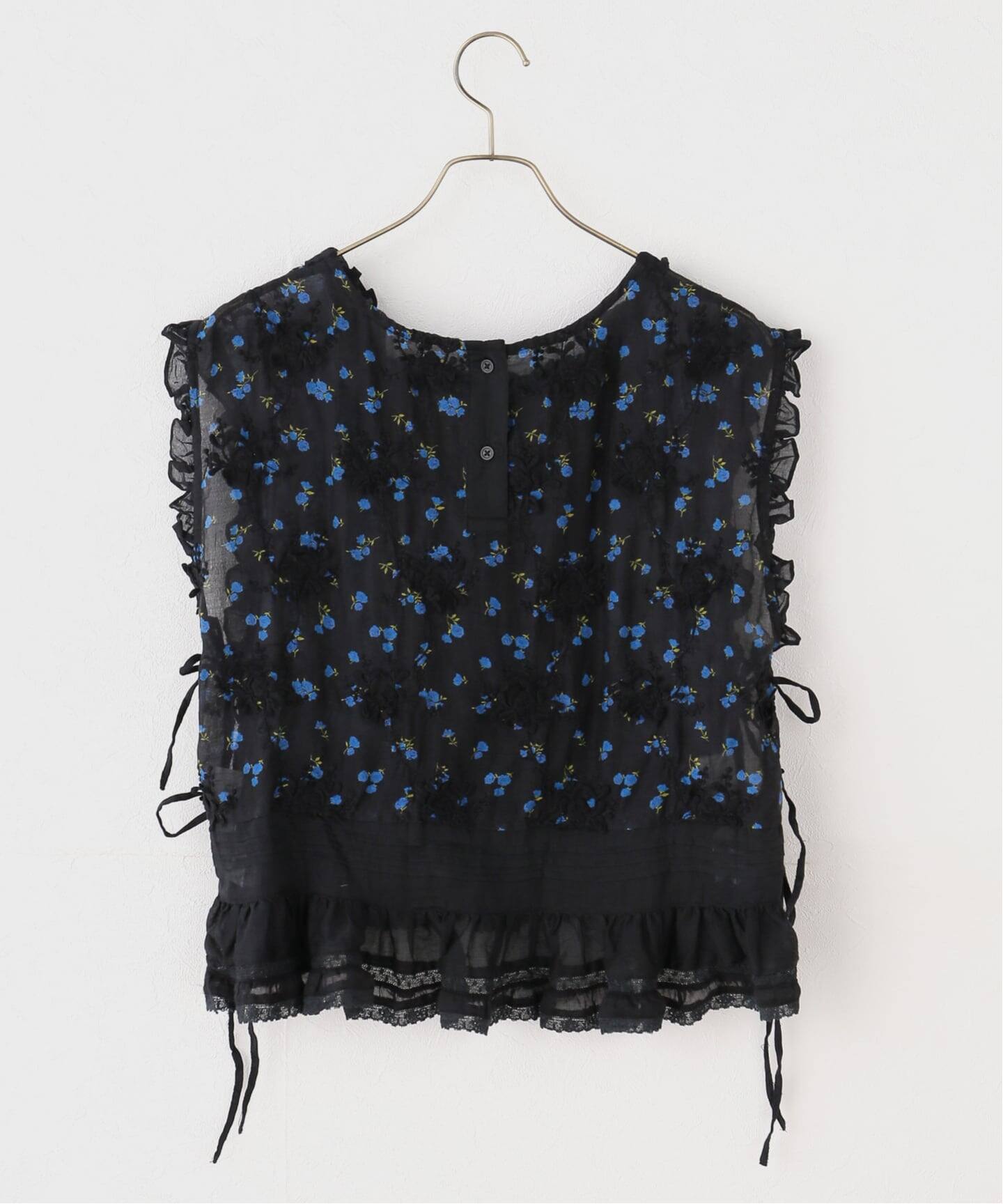 crinkle crinkle crinkle】 sheer flower vest blouse（シャツ