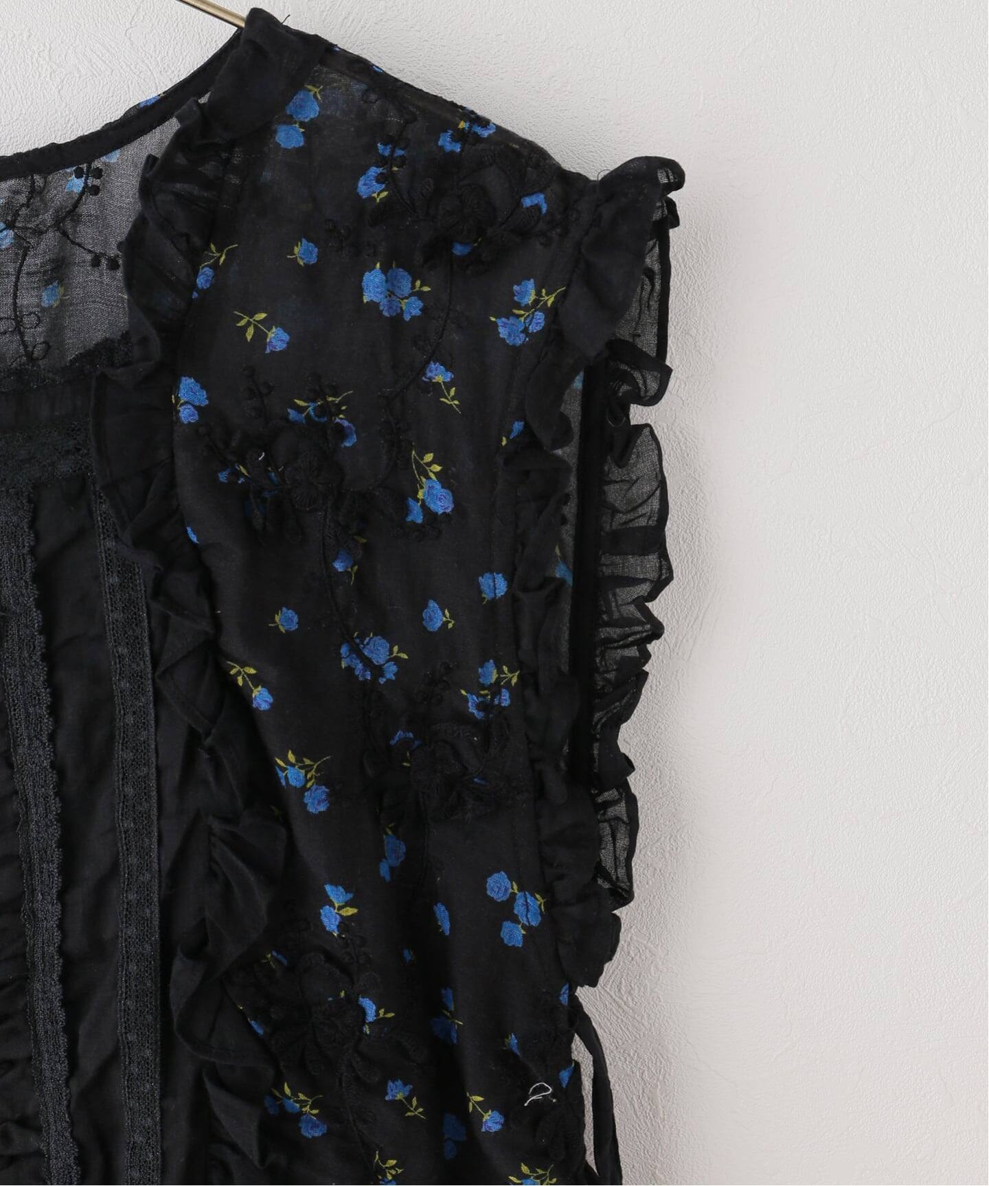 crinkle crinkle crinkle】 sheer flower vest blouse(シャツ crinkle crinkle crinkle】 sheer flower vest blouse(シャツ