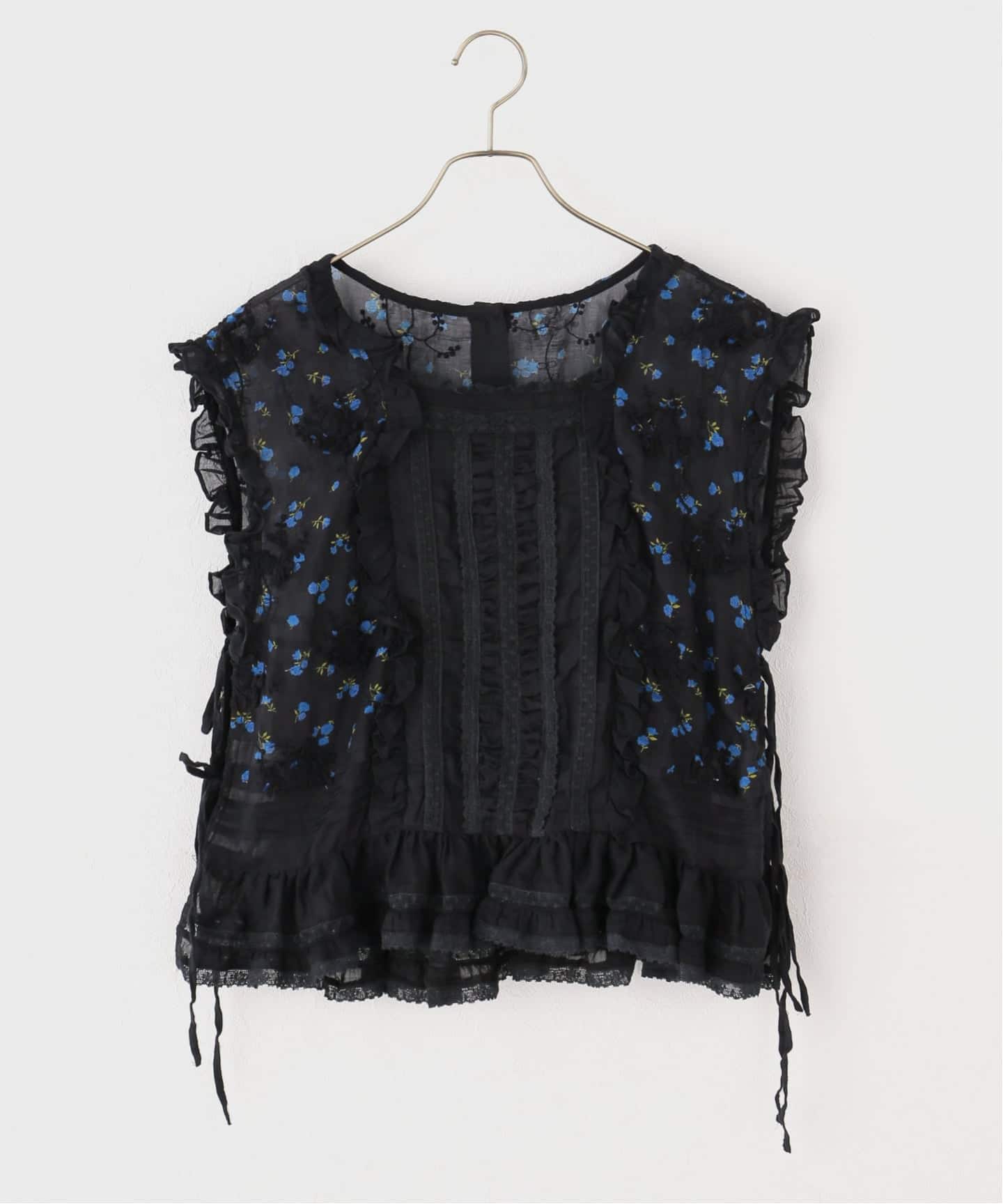 crinkle crinkle crinkle】 sheer flower vest blouse（シャツ