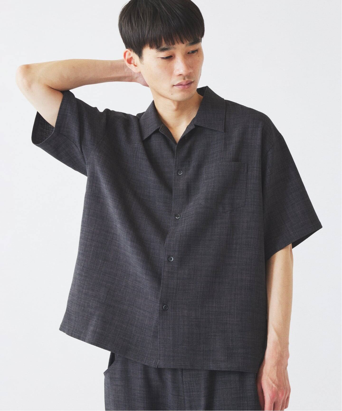 テックキャンバス レギュラーカラー 半袖シャツ(セットアップ対応可能 
