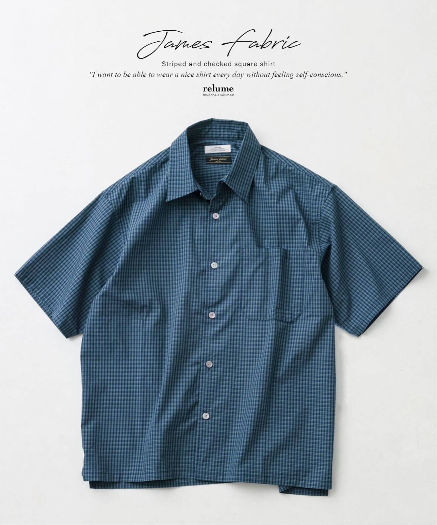Воnum ストライプ チェック 長袖シャツ　ジャーナルスタンダード　リメイク JAMES FABRIC ストライプ＆チェック スクエアシャツ（シャツ／ブラウス