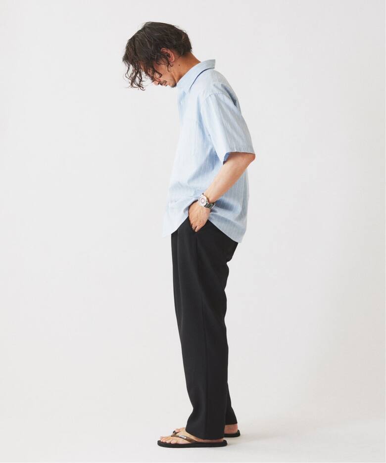 予約》JAMES FABRIC コットンリネン ストライプ 半袖シャツ（シャツ 