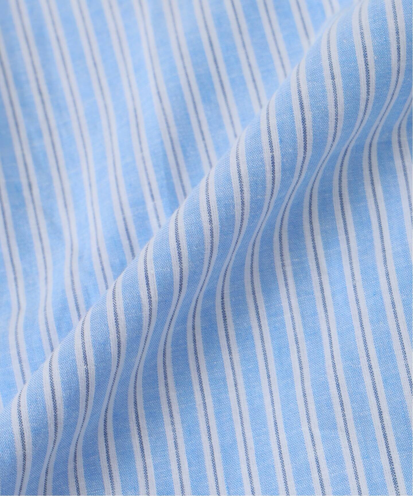 JAMES FABRIC コットンリネン ストライプ 半袖シャツ（シャツ 