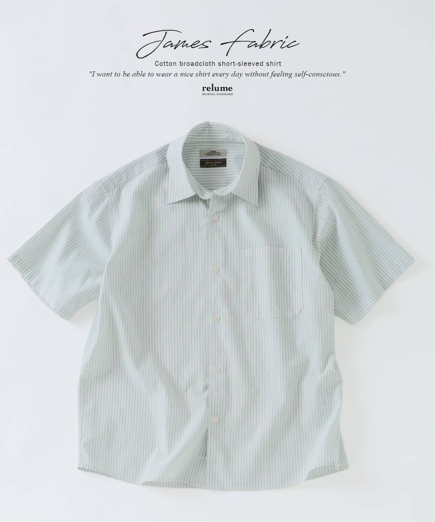 予約》JAMES FABRIC コットンリネン ストライプ 半袖シャツ（シャツ