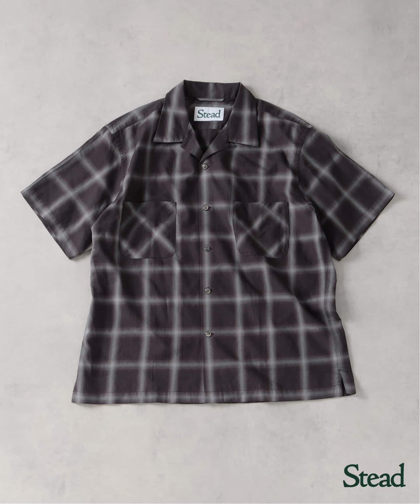Stead / コットン ツイル オンブレ 半袖 チェック シャツ（シャツ