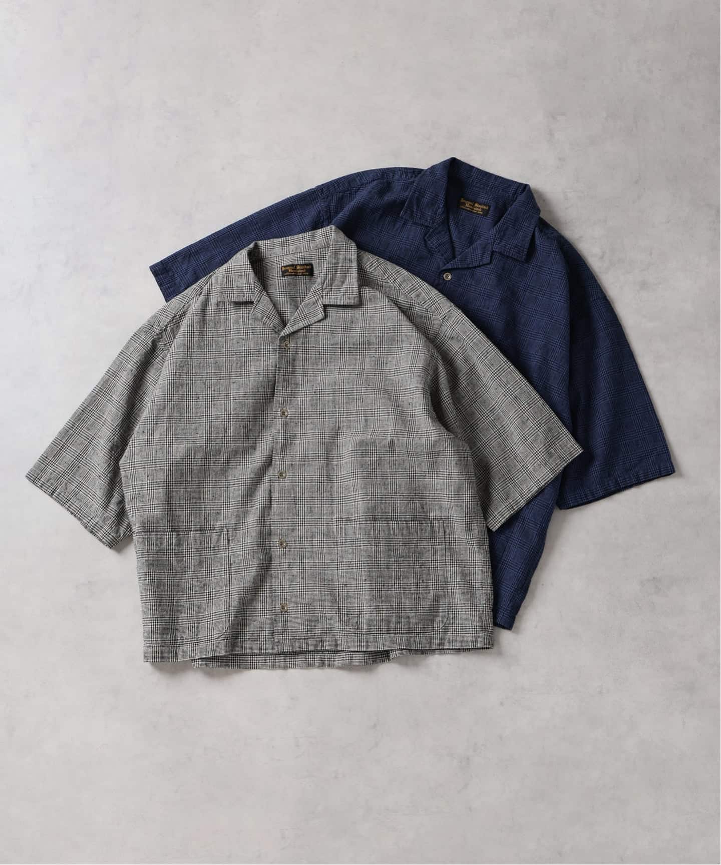 J.S.Homestead / コットン リネン チェック リラックス 半袖 開襟