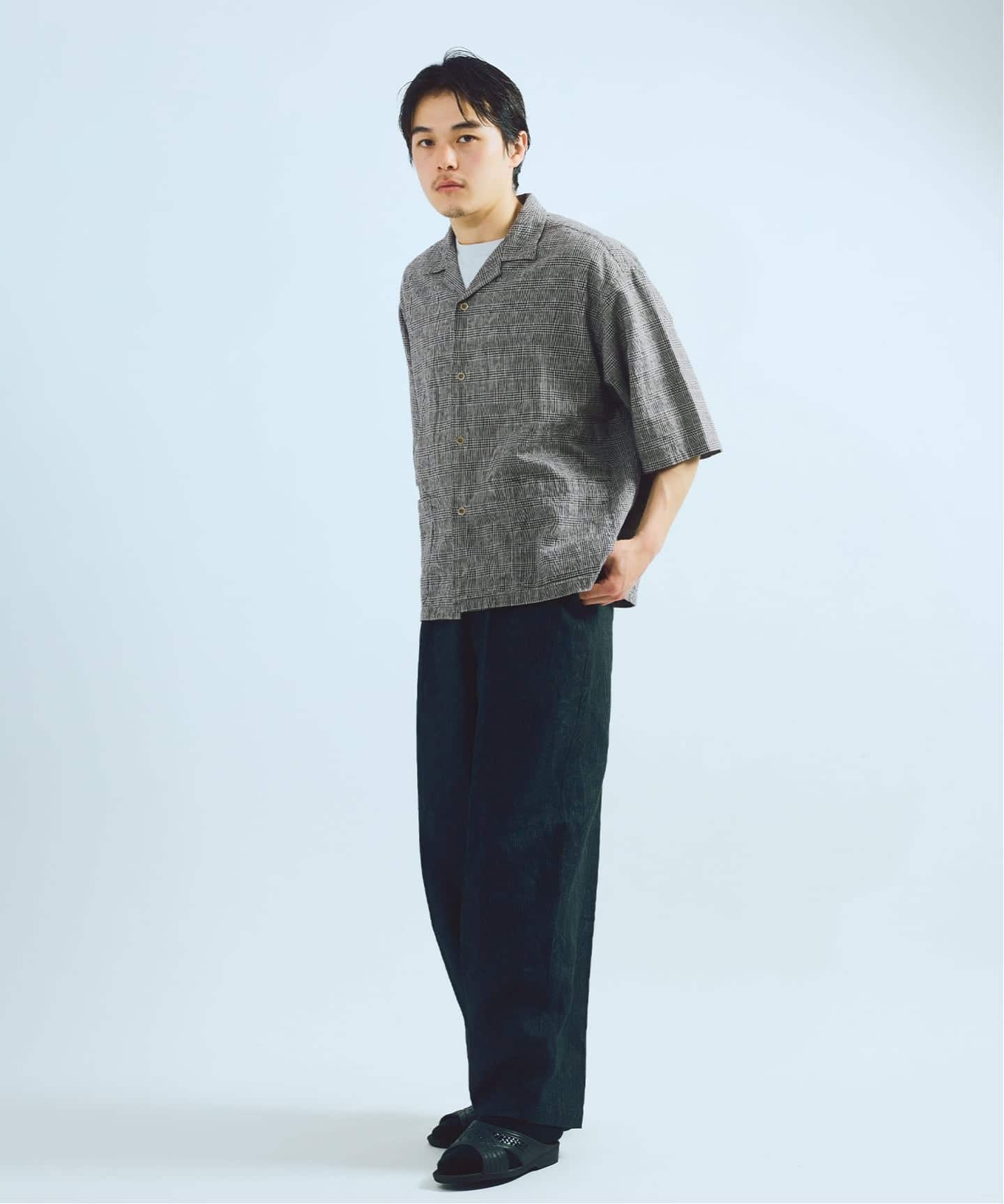 J.S.Homestead / コットン リネン チェック リラックス 半袖 開襟