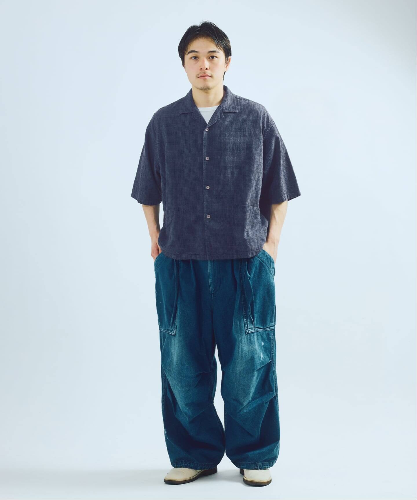 J.S.Homestead / コットン リネン チェック リラックス 半袖 開襟