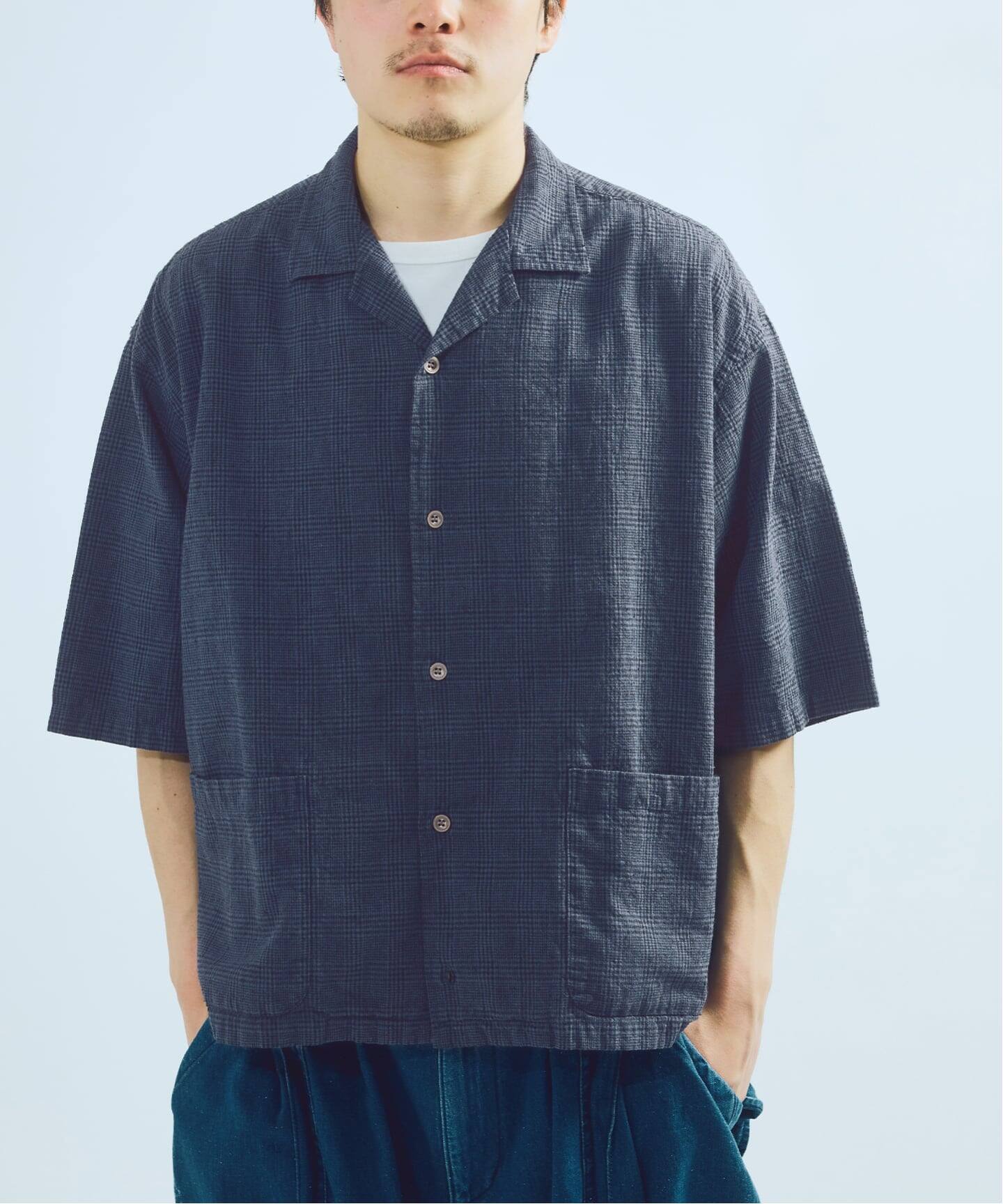 J.S.Homestead / コットン リネン チェック リラックス 半袖 開襟