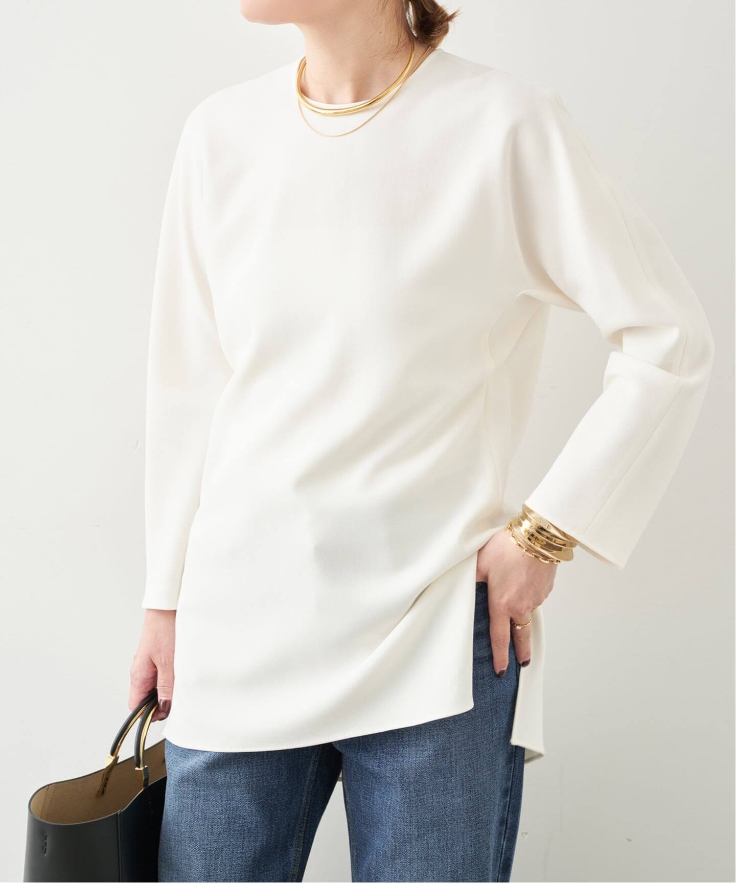 トリアセジョーゼット クルーネックプルオーバー（シャツ／ブラウス